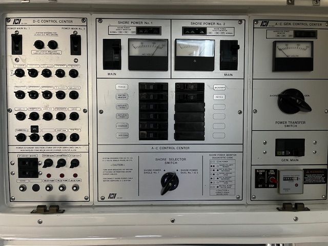 Electrical control panel setup on a 1989 Trojan 370 Express.