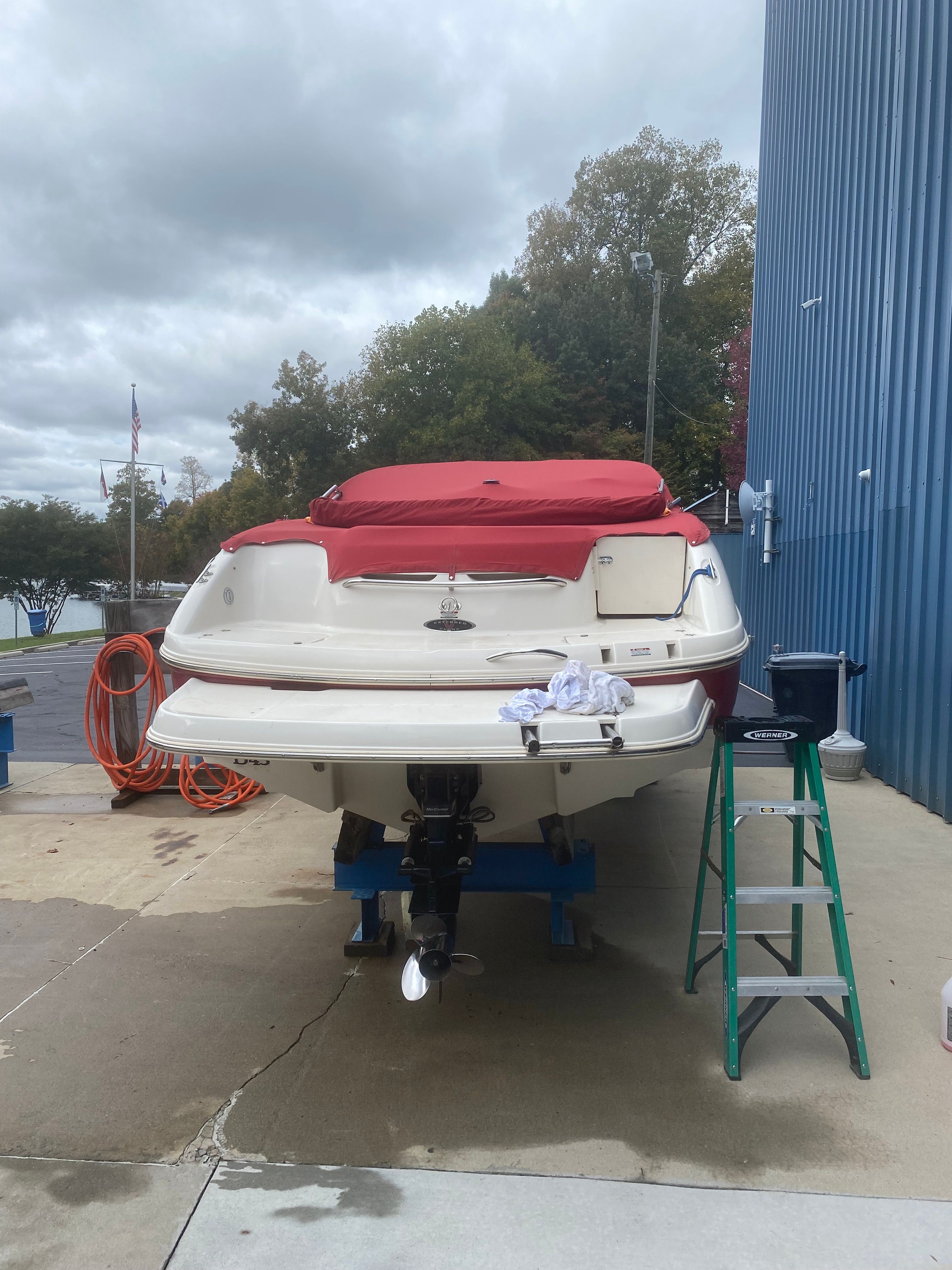 2000 Chaparral 230 SSi boat on dry dock.