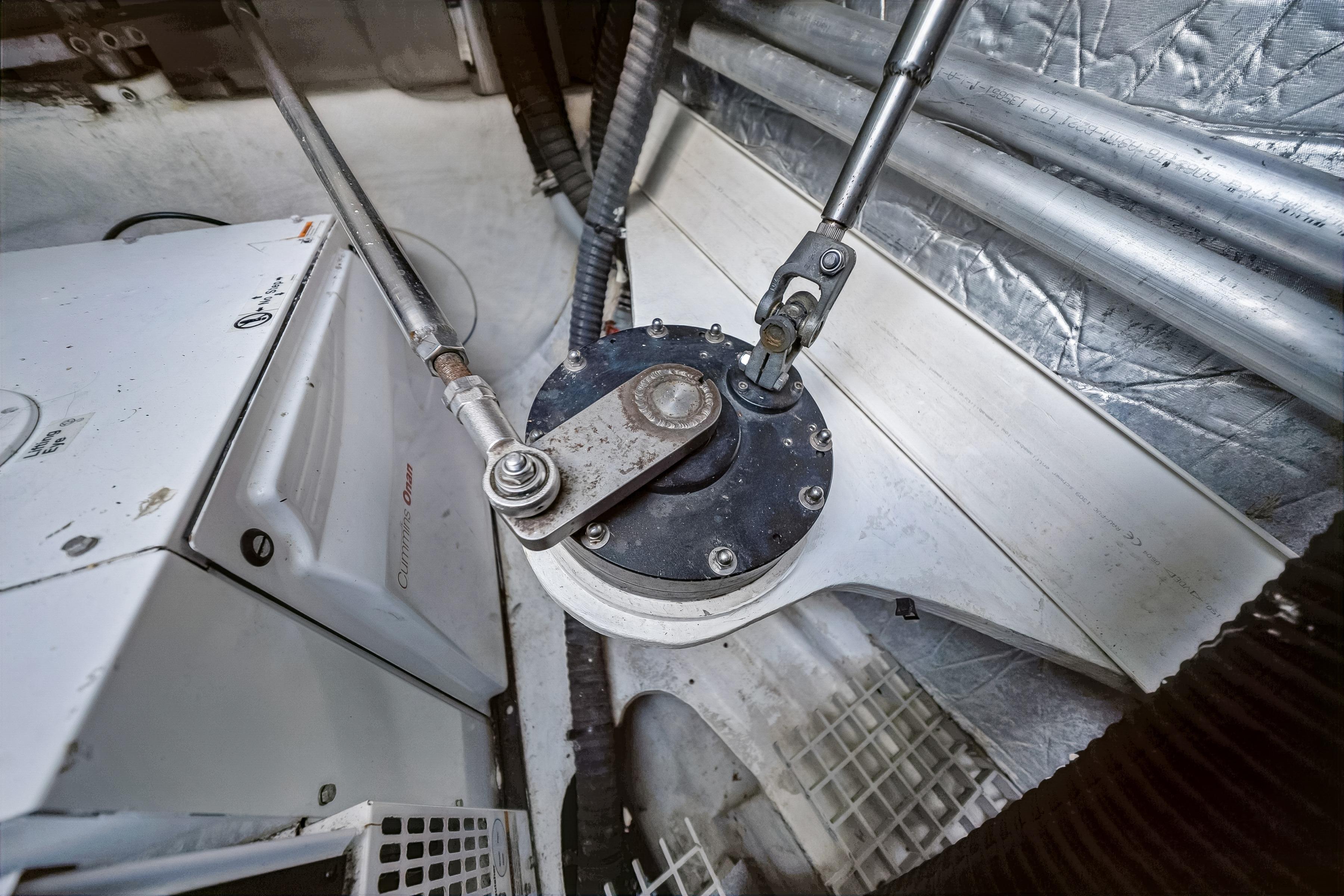 Engine room of a 2009 Catana 65 yacht, featuring mechanical components and equipment.