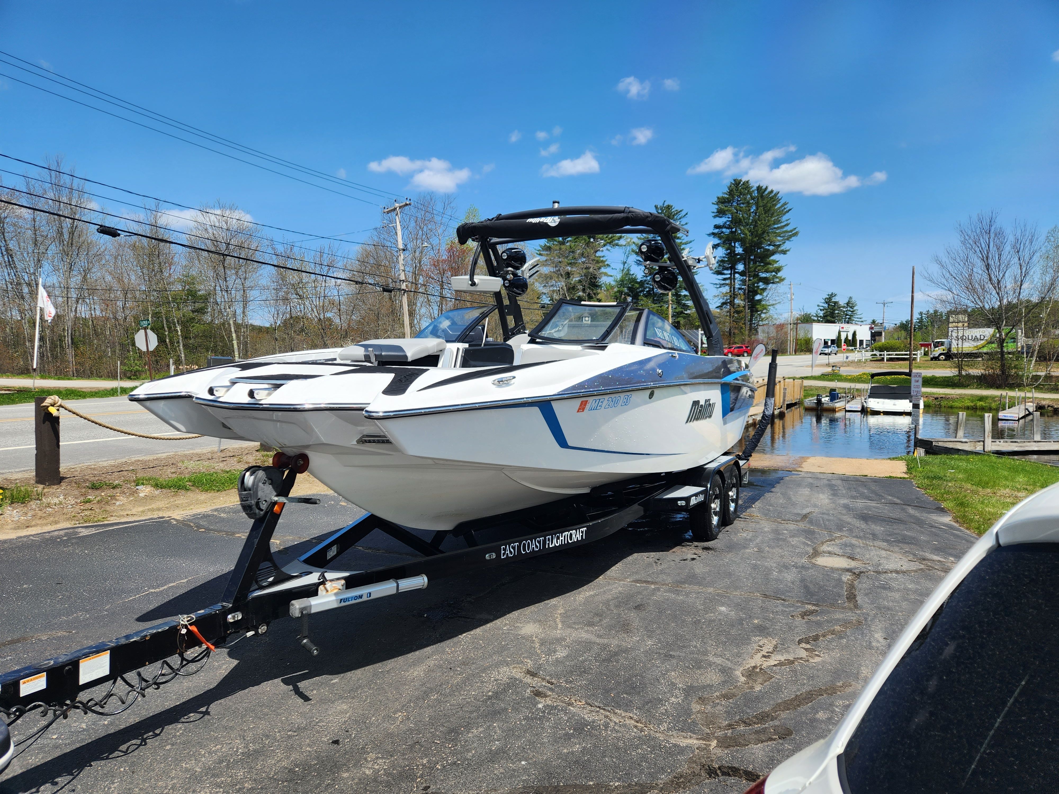 2017 Malibu Wakesetter 24 MXZ on trailer, ready for watersports.