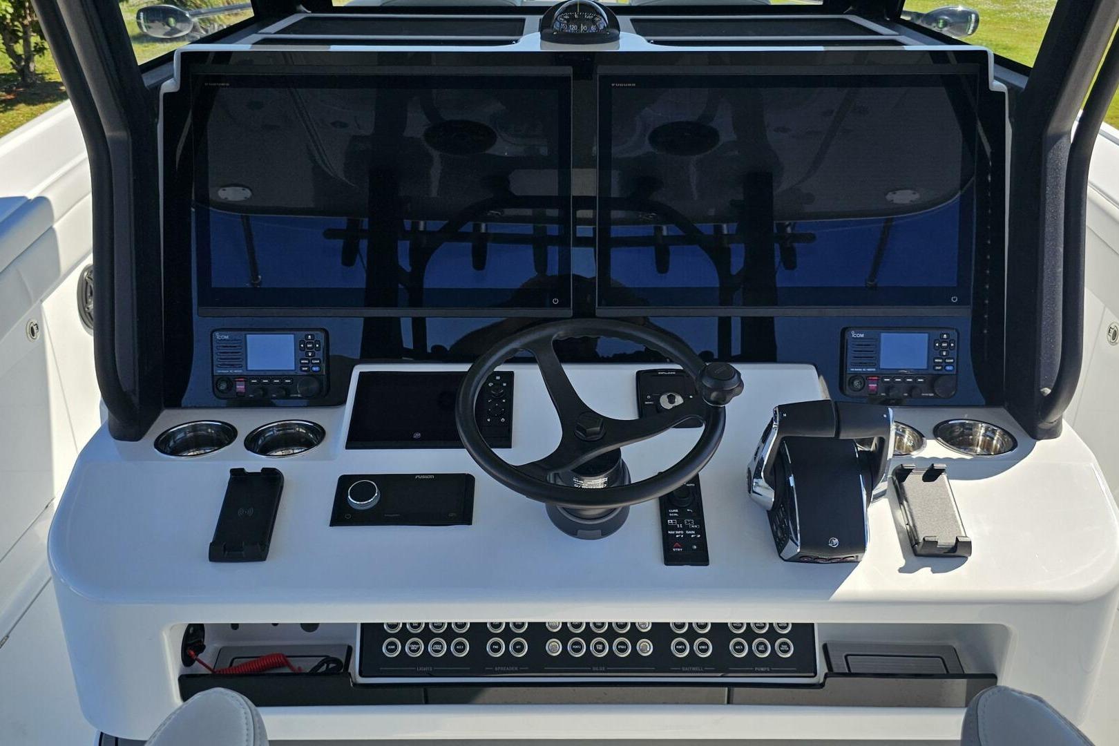 2025 Costa Custom Boats 34ST dashboard with advanced navigation and control systems.