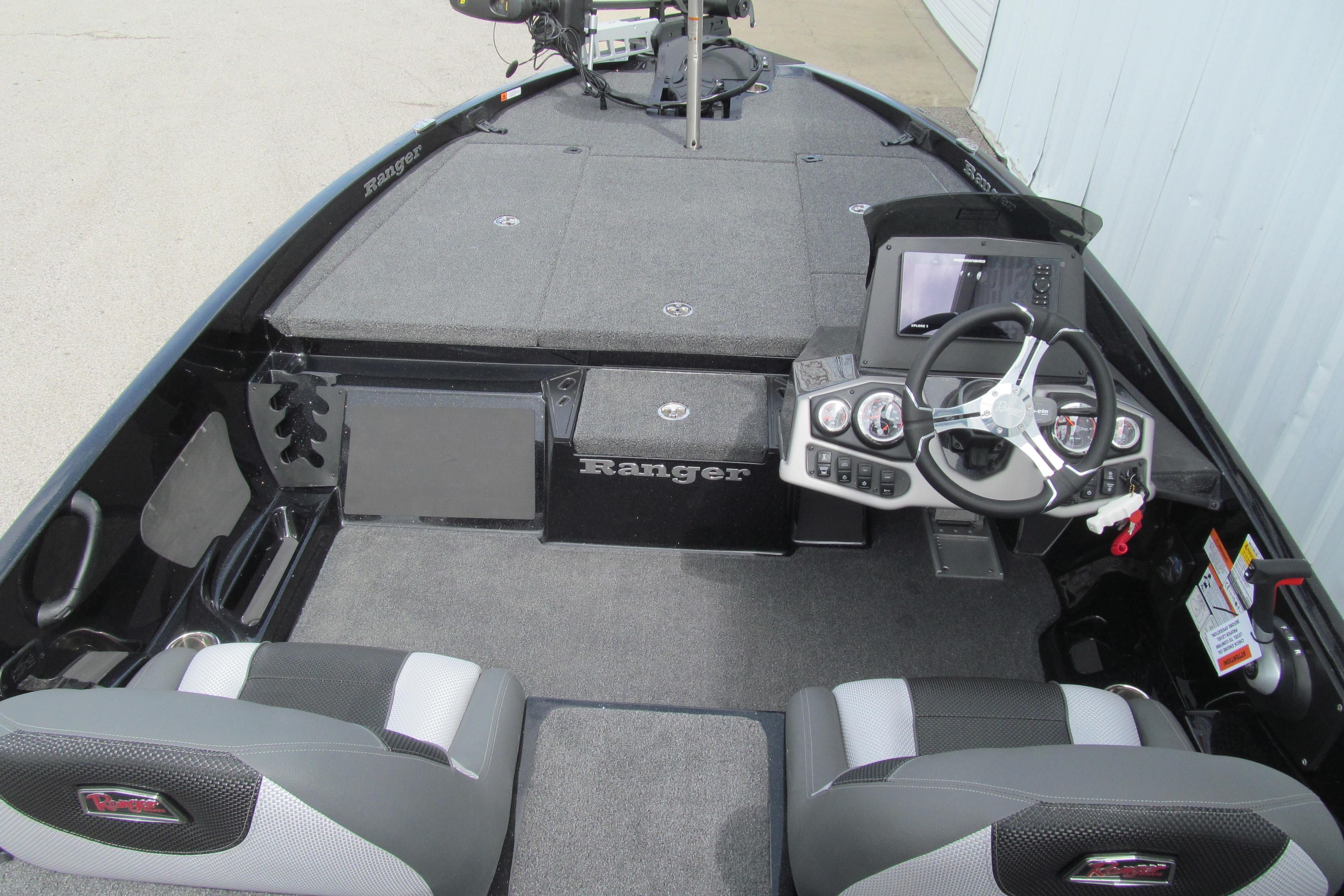 2026 Ranger Z185 boat interior with steering console and seating.