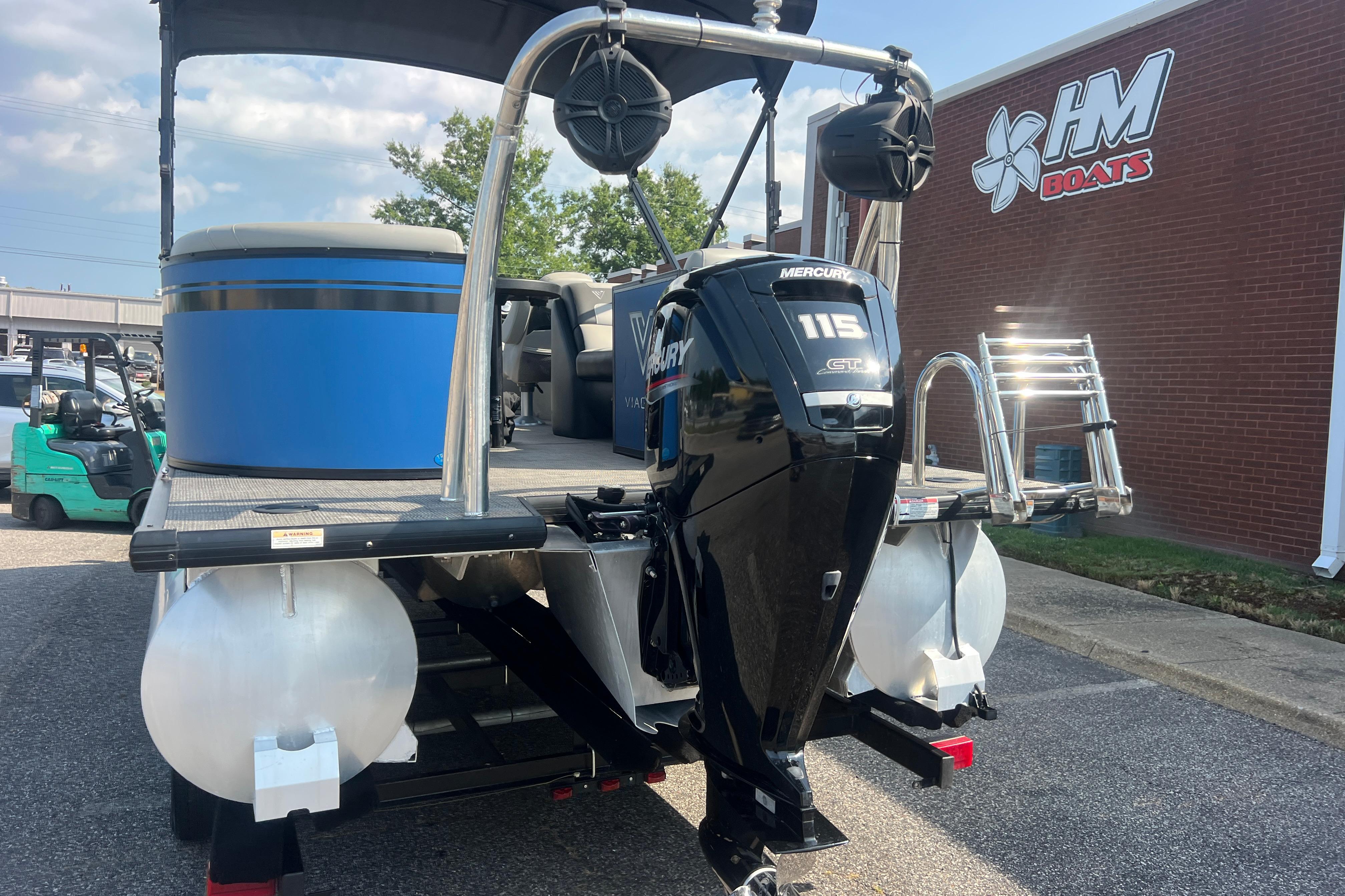 2022 Viaggio Lago V-U 22 pontoon boat with Mercury 115 engine at HM Boats dealership.