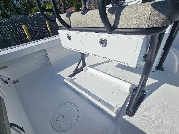 2026 Sea Hunt BX 22 BR boat interior with storage compartments and seating.