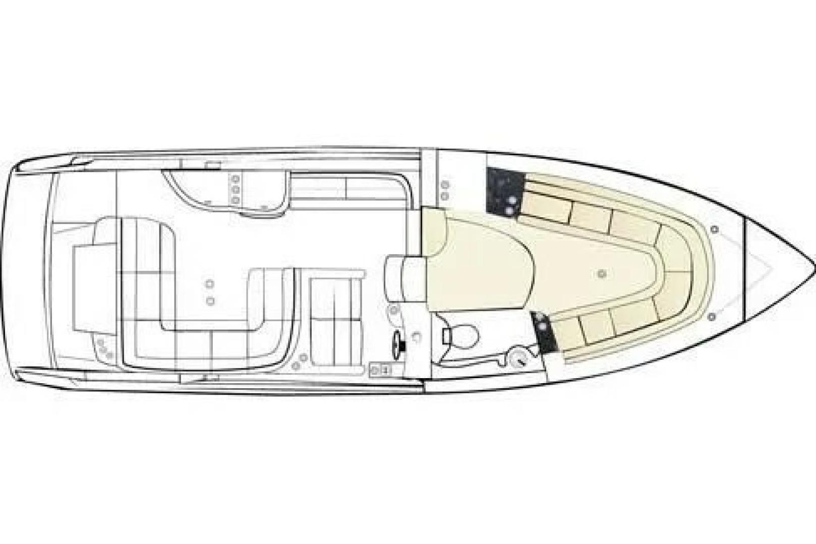 Top view layout of a 2007 Formula 330 Sun Sport boat interior.