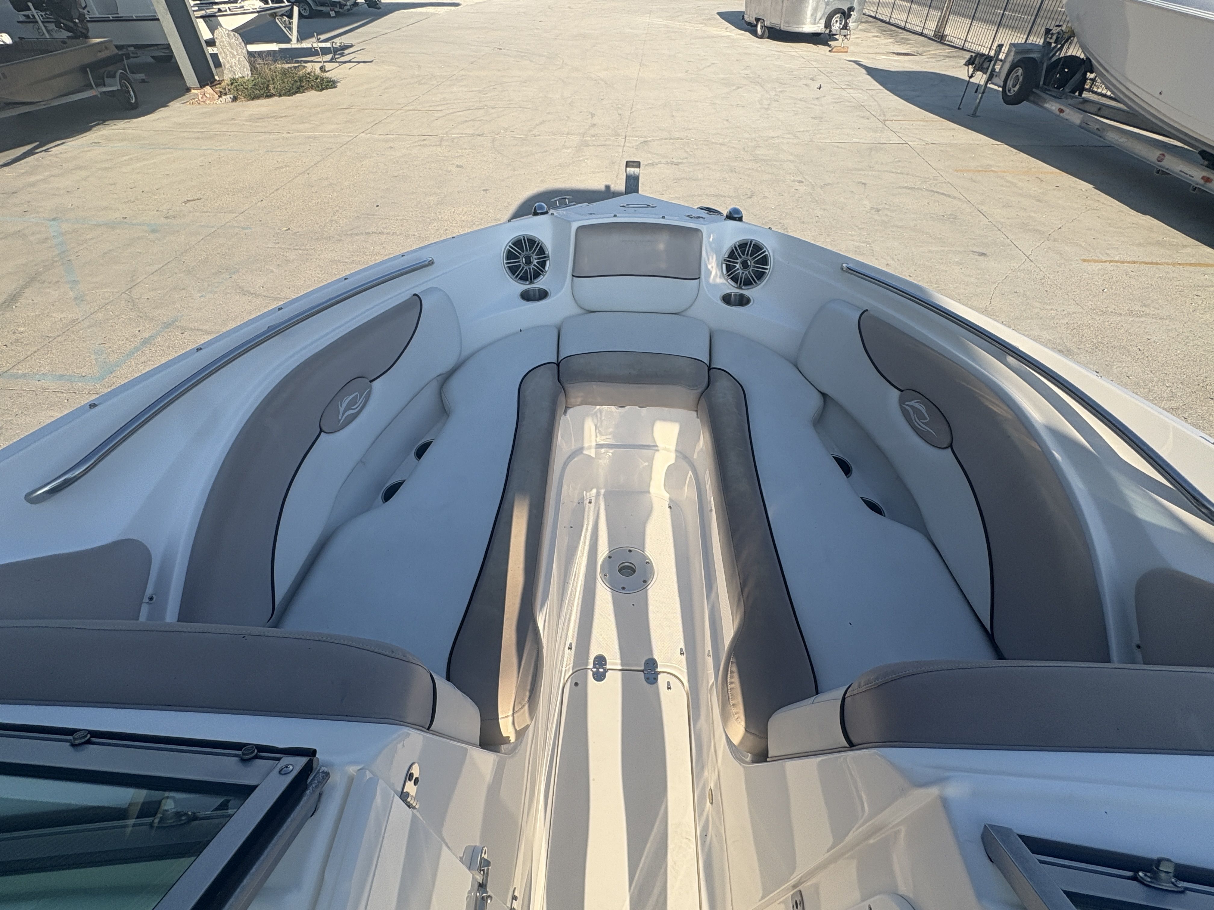 2013 Rinker Captiva 276 boat interior with spacious seating and modern design.