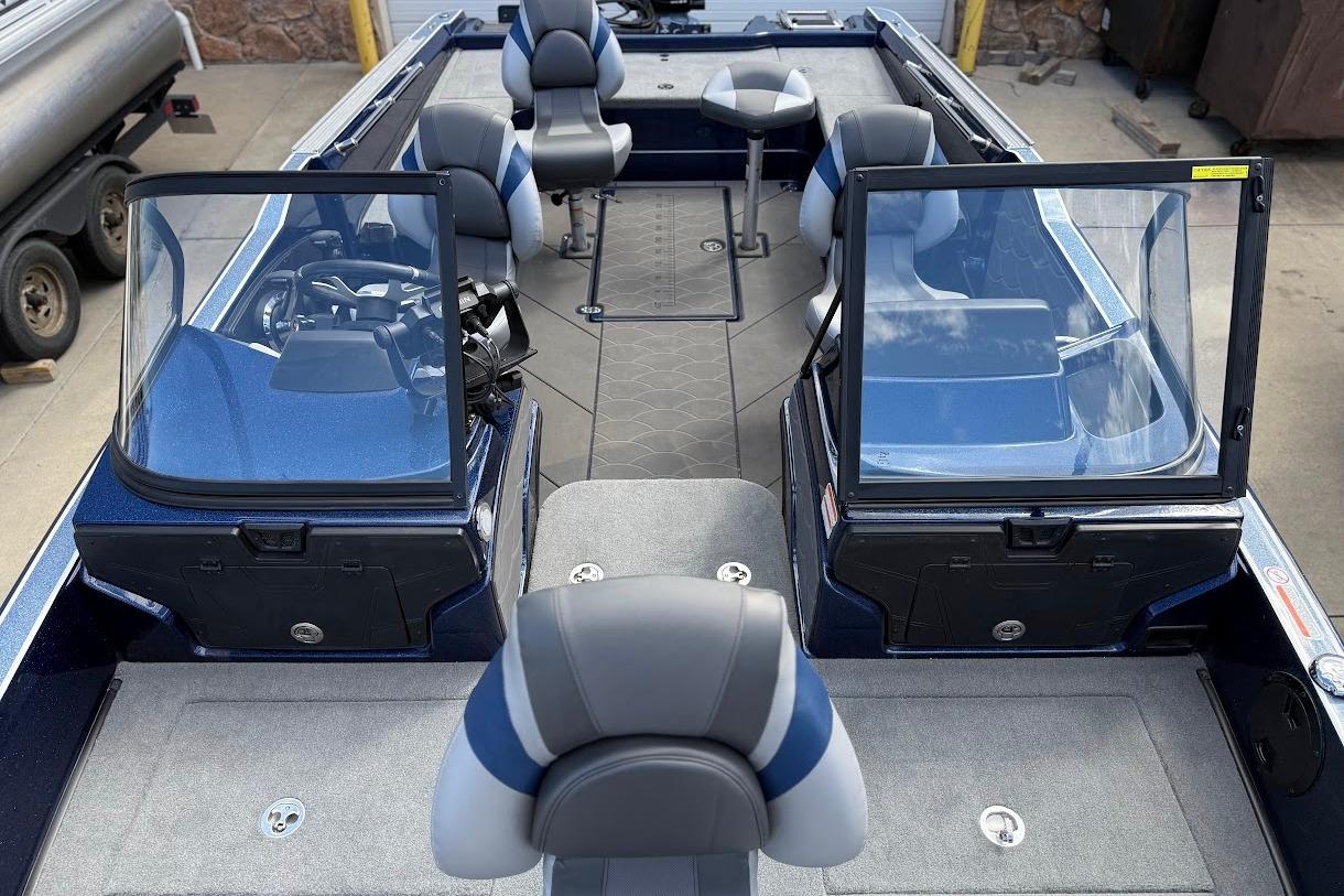 2026 Nitro ZV21 Pro boat interior with seating and steering console.