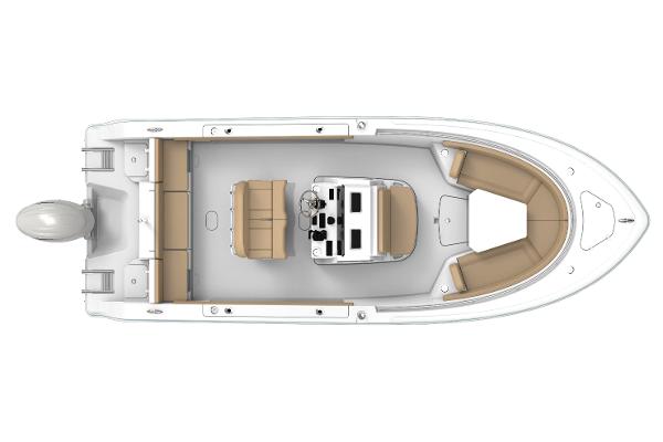 Manufacturer Provided Image: Top view of 2025 Sportsman Heritage 231 Center Console boat with tan seating.