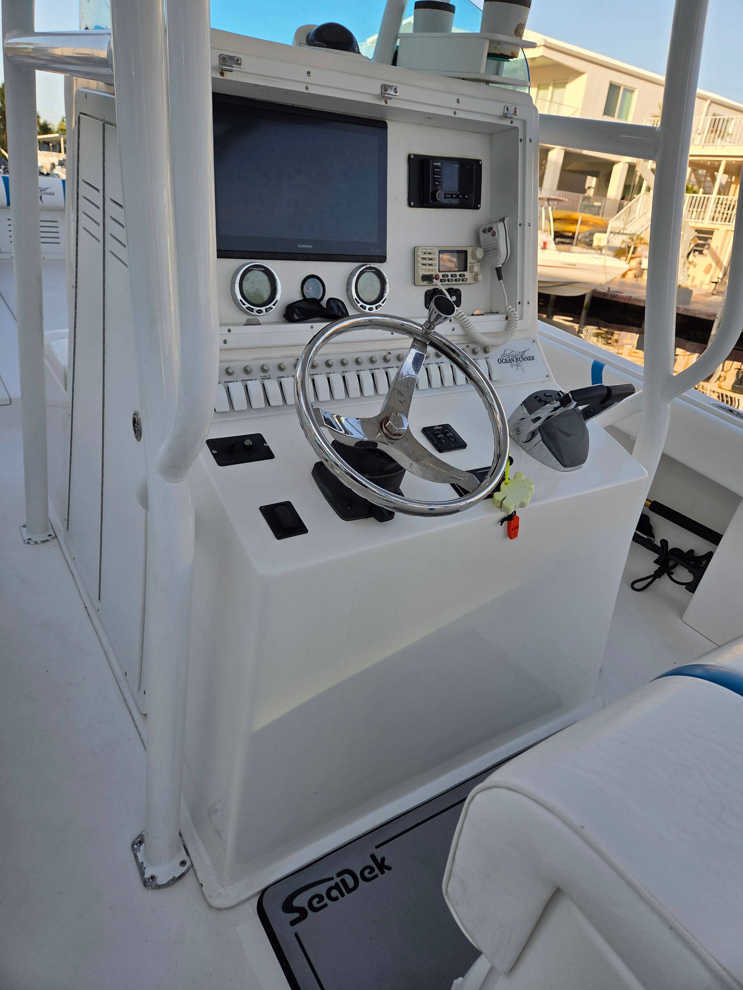 Control console of an Ocean Runner 29 boat, year 2012.