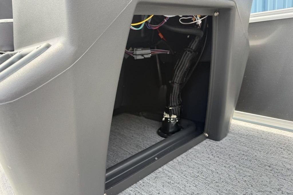 Interior wiring of 2026 Sun Tracker Bass Buggy 16 XL Select boat console.