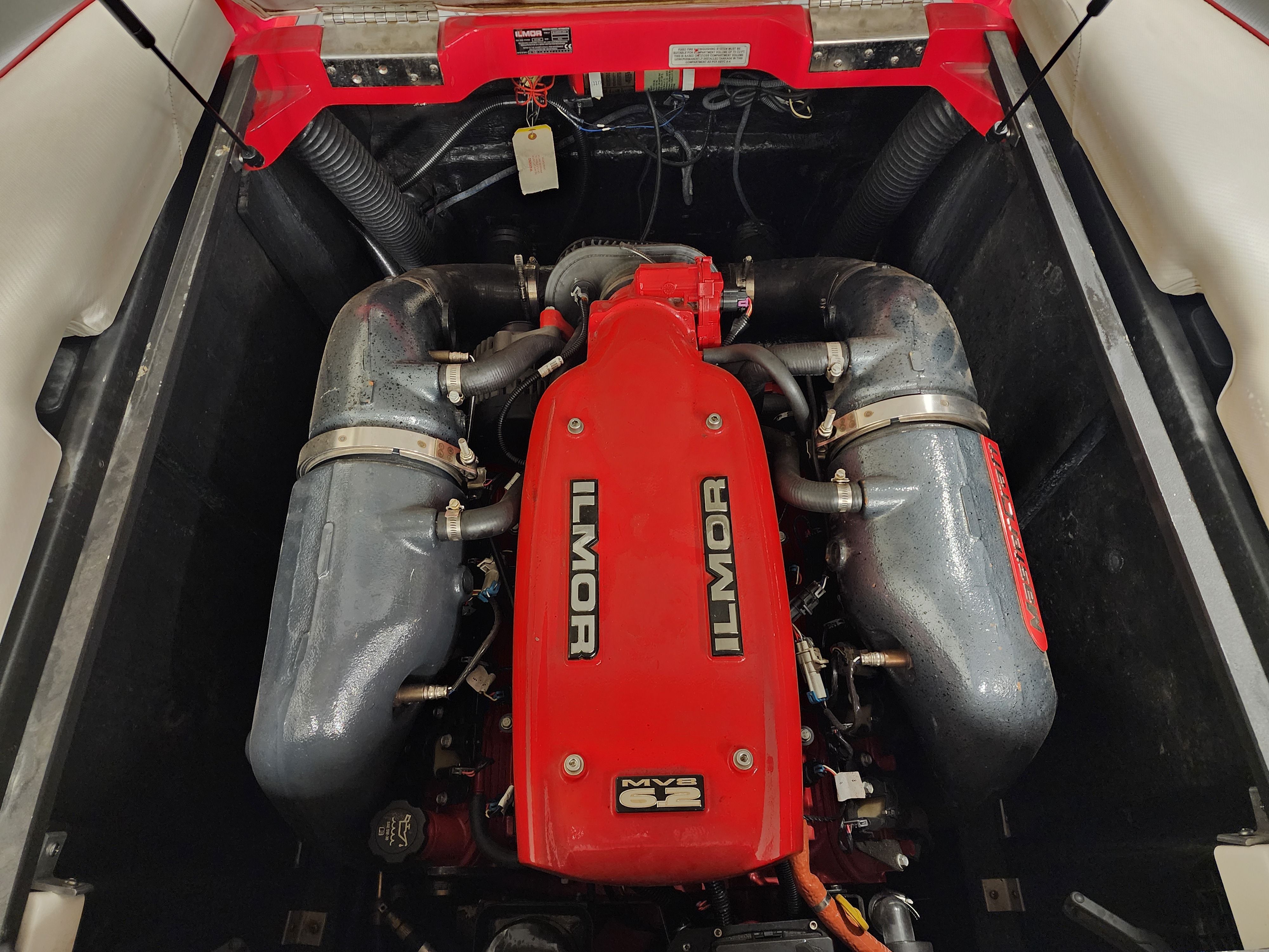 2013 MasterCraft XStar Ilmor engine view, powerful boat motor.