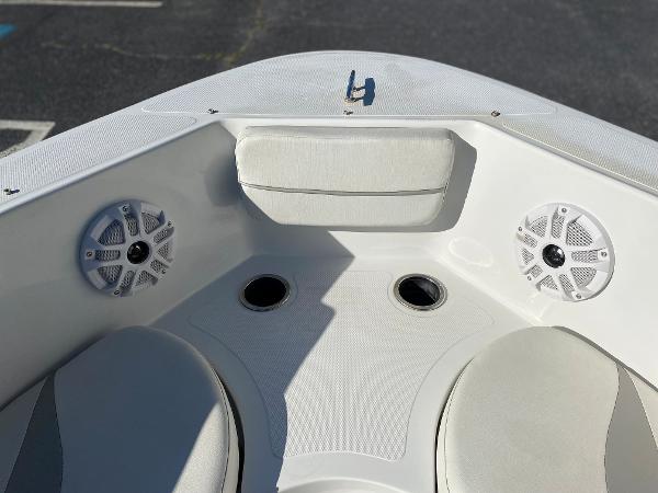 2019 Caravelle 19 EBo Bowrider boat interior with speakers and seating.
