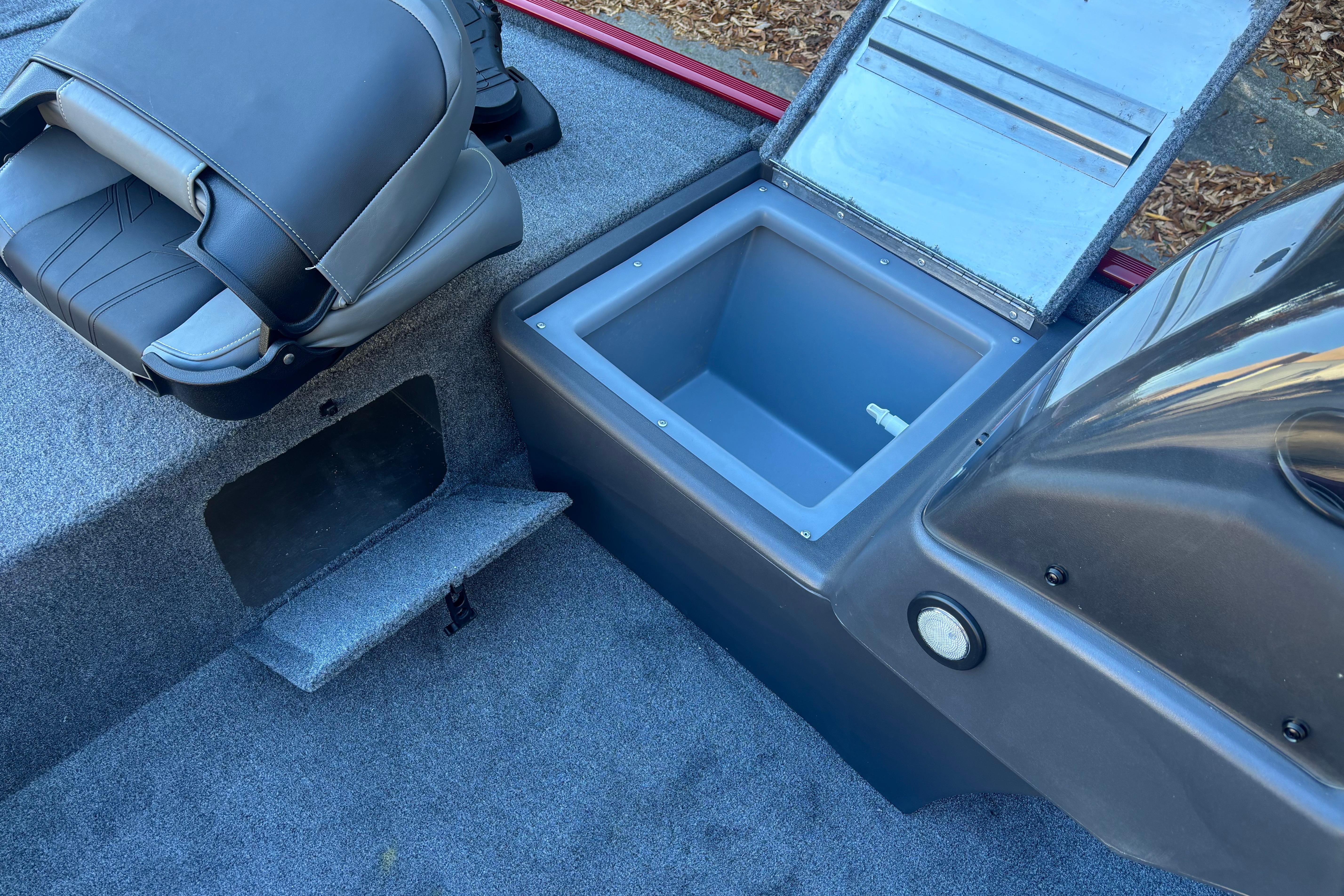 2026 Tracker Bass Tracker Classic XL boat interior with storage compartments and seating.