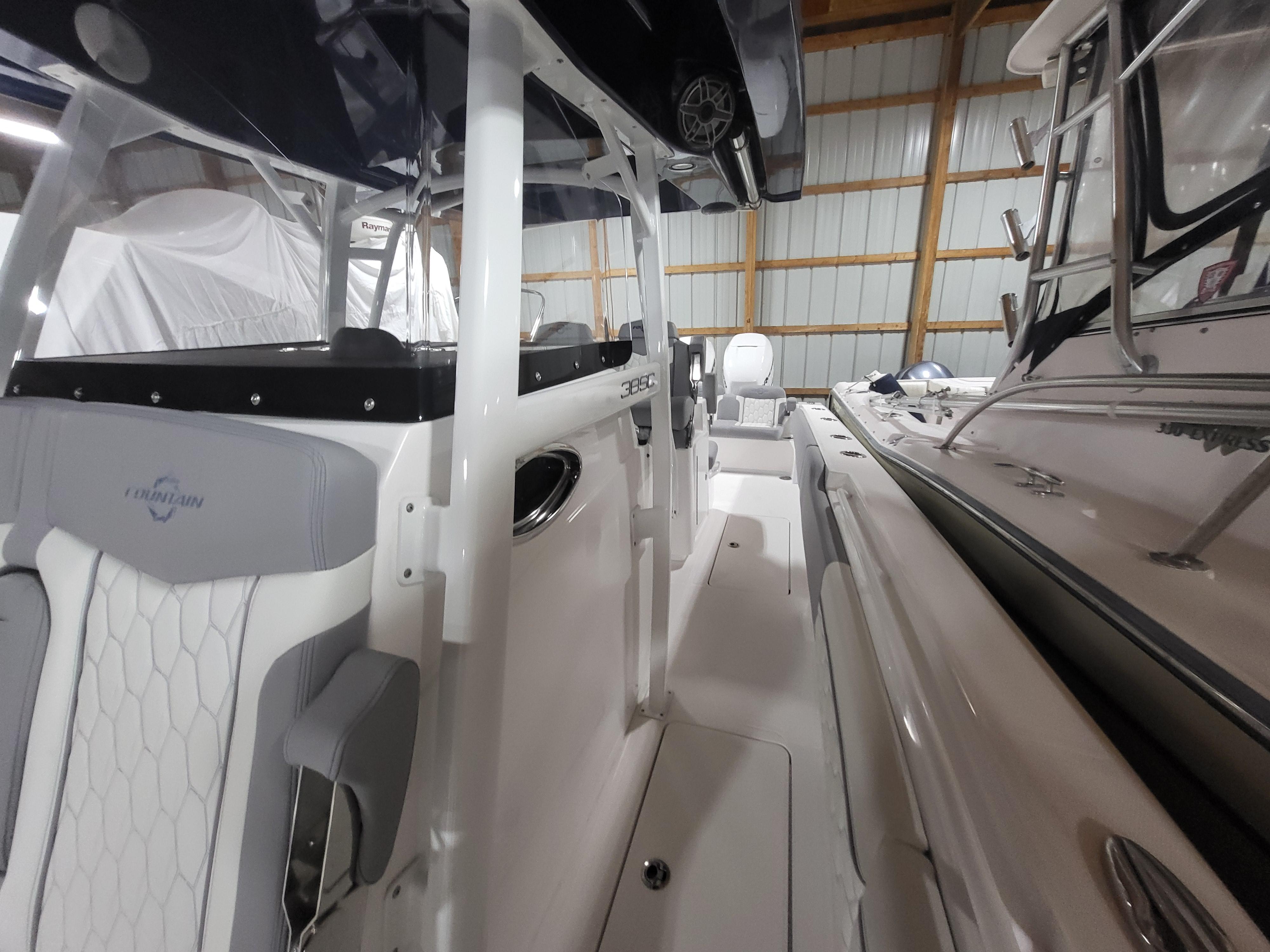 2022 Fountain 38 SC boat interior with sleek design and modern features.