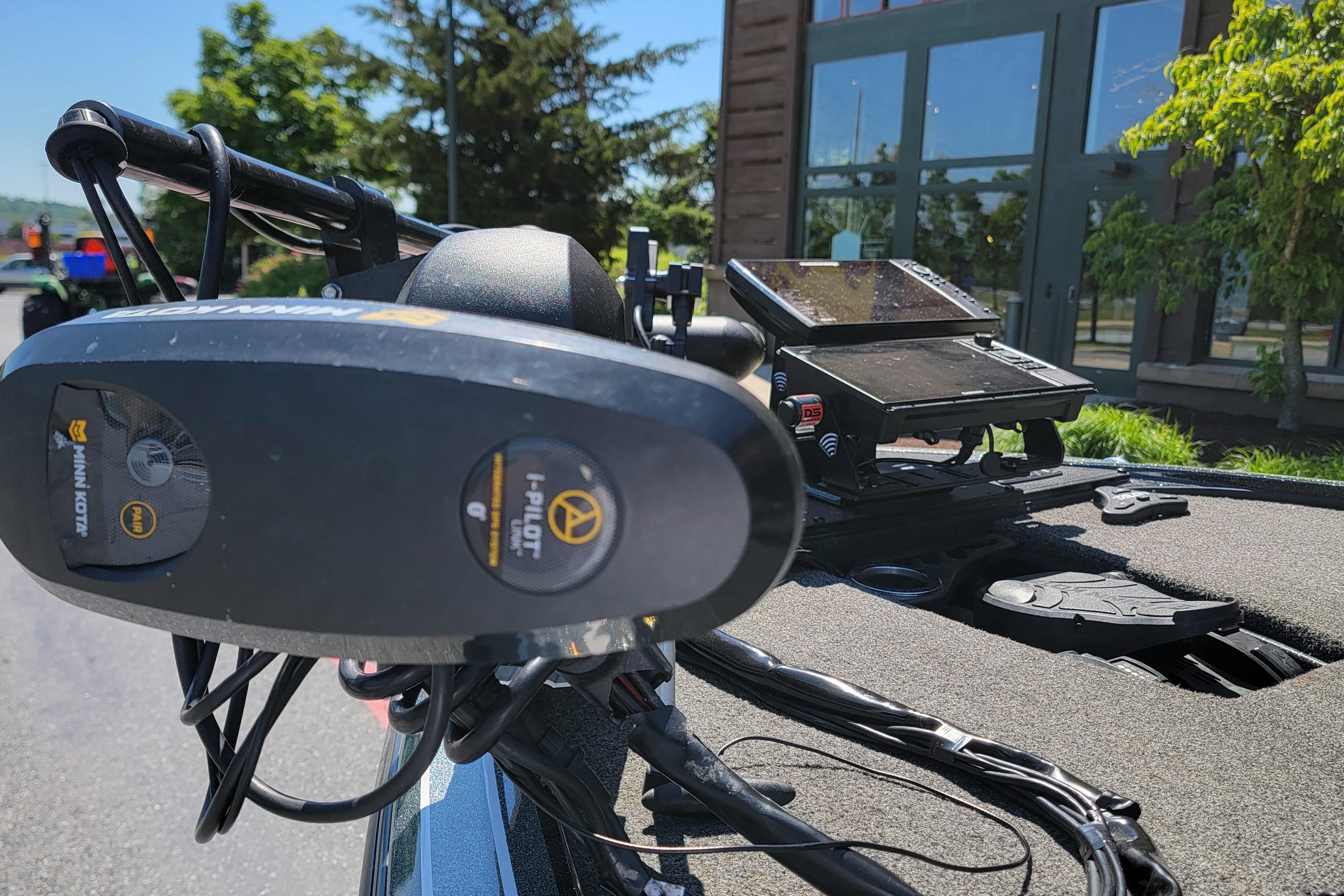 Close-up of a 2020 Nitro Z19 Pro boat's control panel and equipment.
