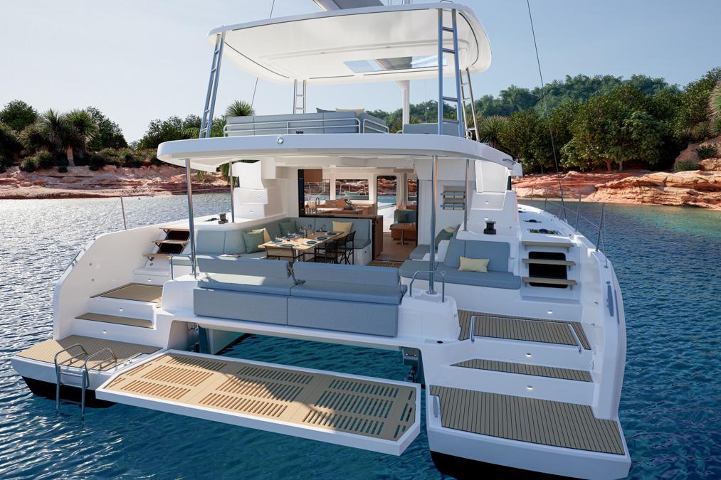 Luxurious 2026 Lagoon 47 yacht on tranquil waters.