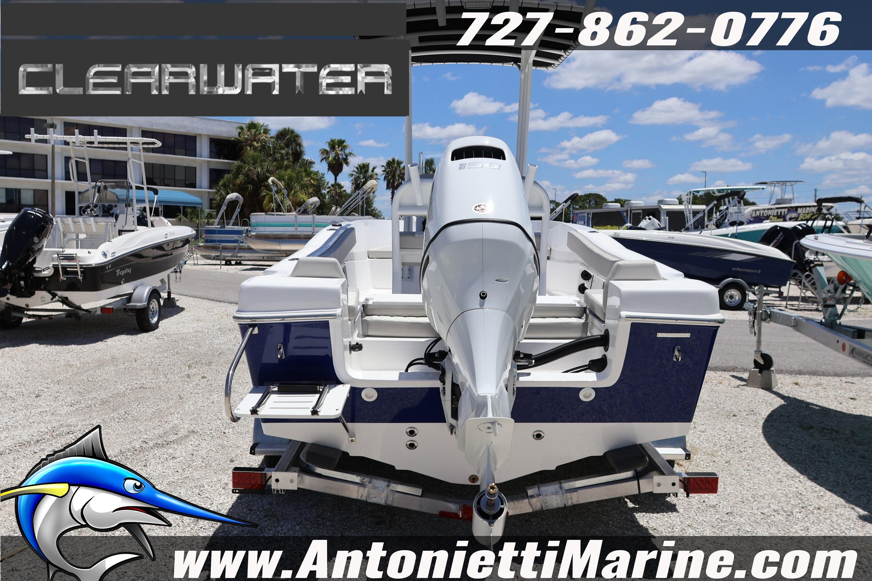 Clearwater 2000 Center Console boat, 2026 model, displayed at Antonietti Marine dealership.