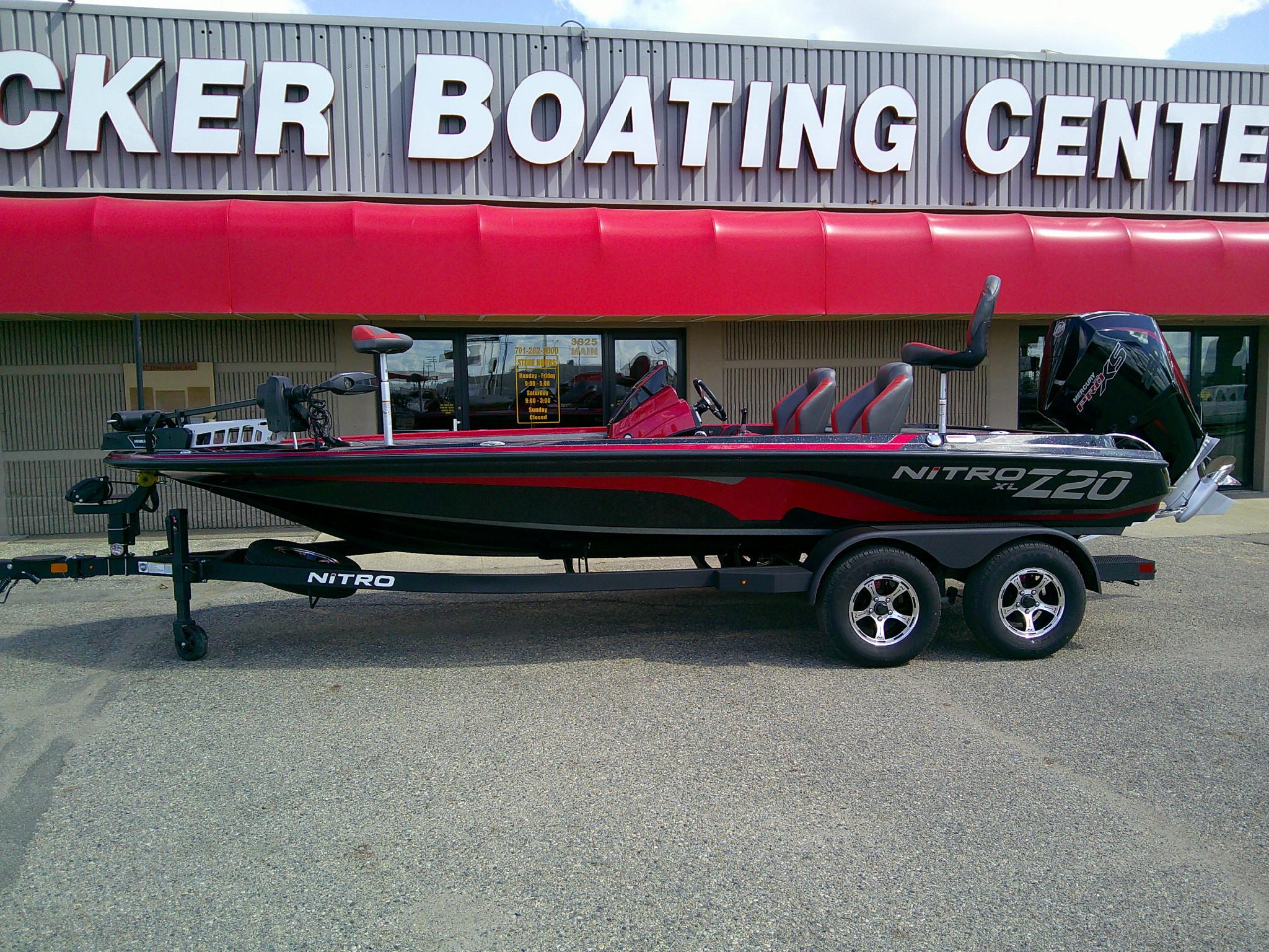 2025 Nitro Z20 XL boat displayed at a boating center.