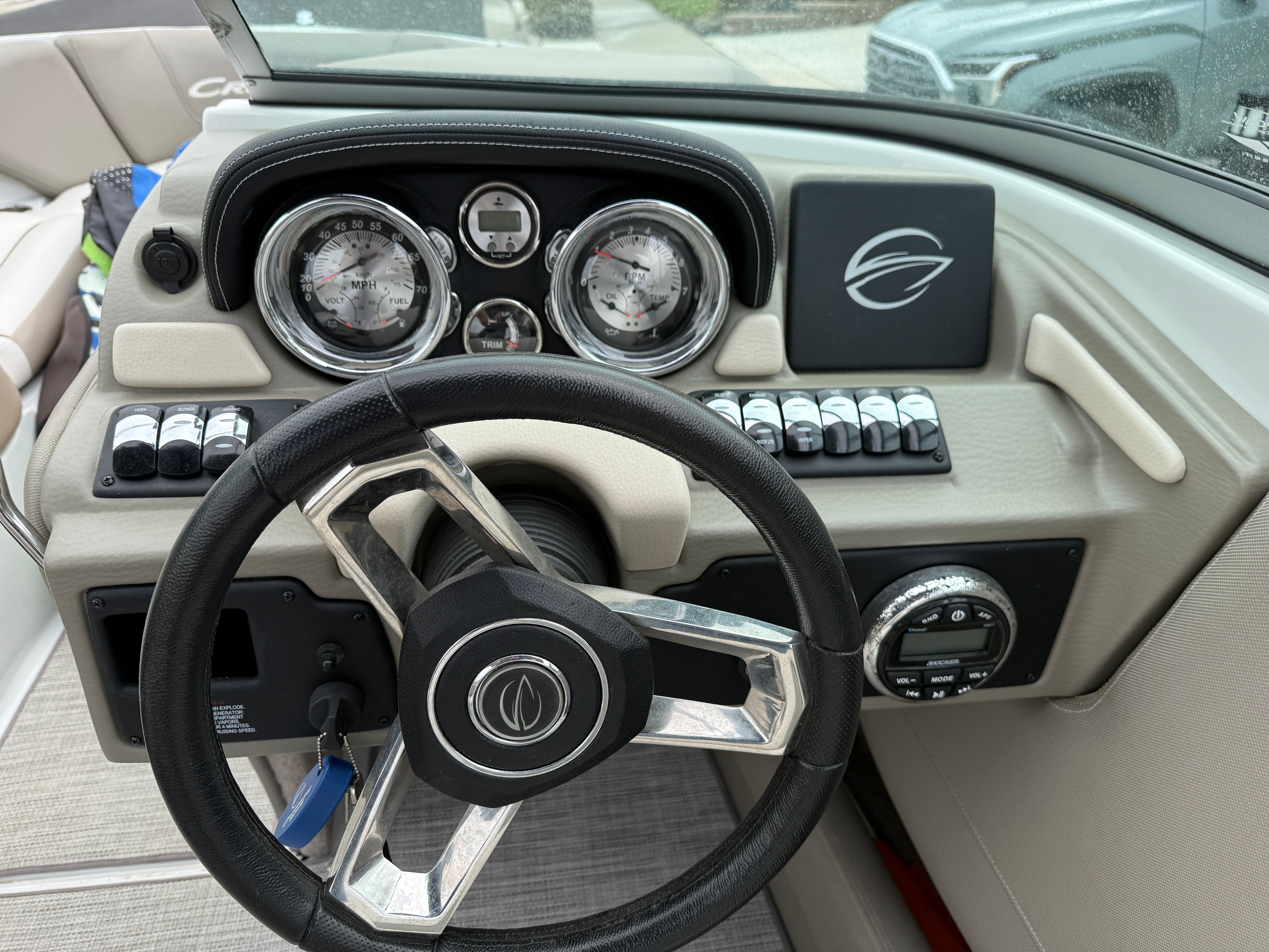 Dashboard of a 2019 Crownline 235 SS boat.
