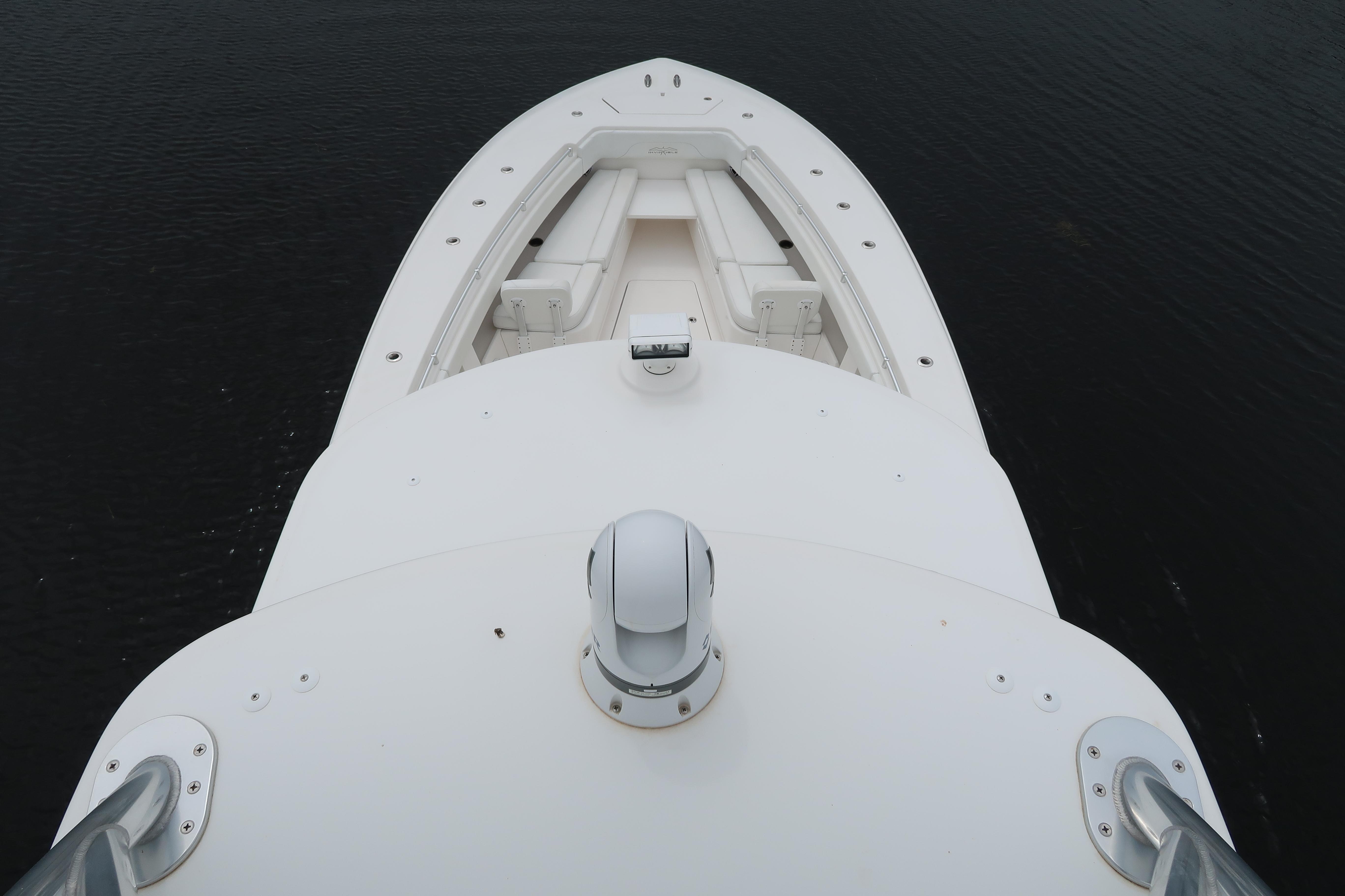 2016 Invincible 42 Open Fisherman boat bow view on water.