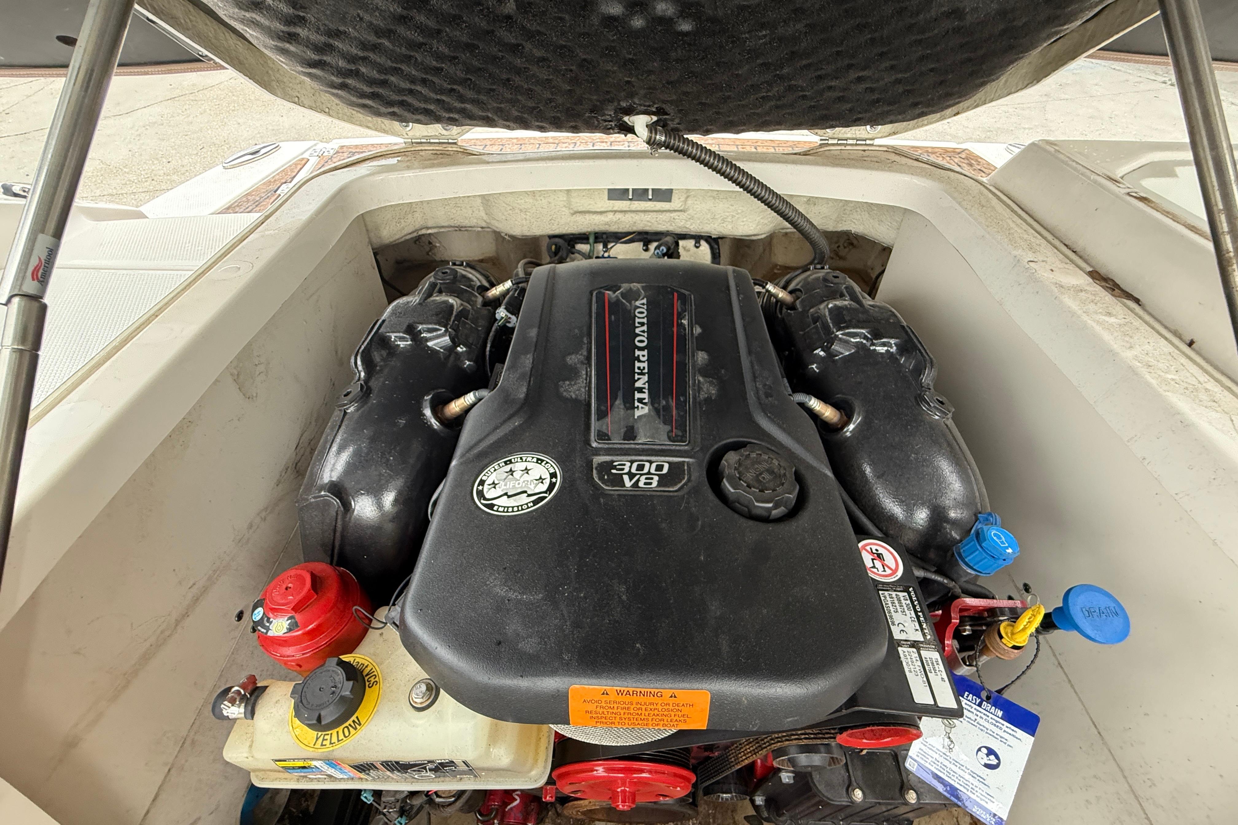 2018 Chaparral 227 SSX Surf boat engine, featuring a Volvo Penta 300 V8.