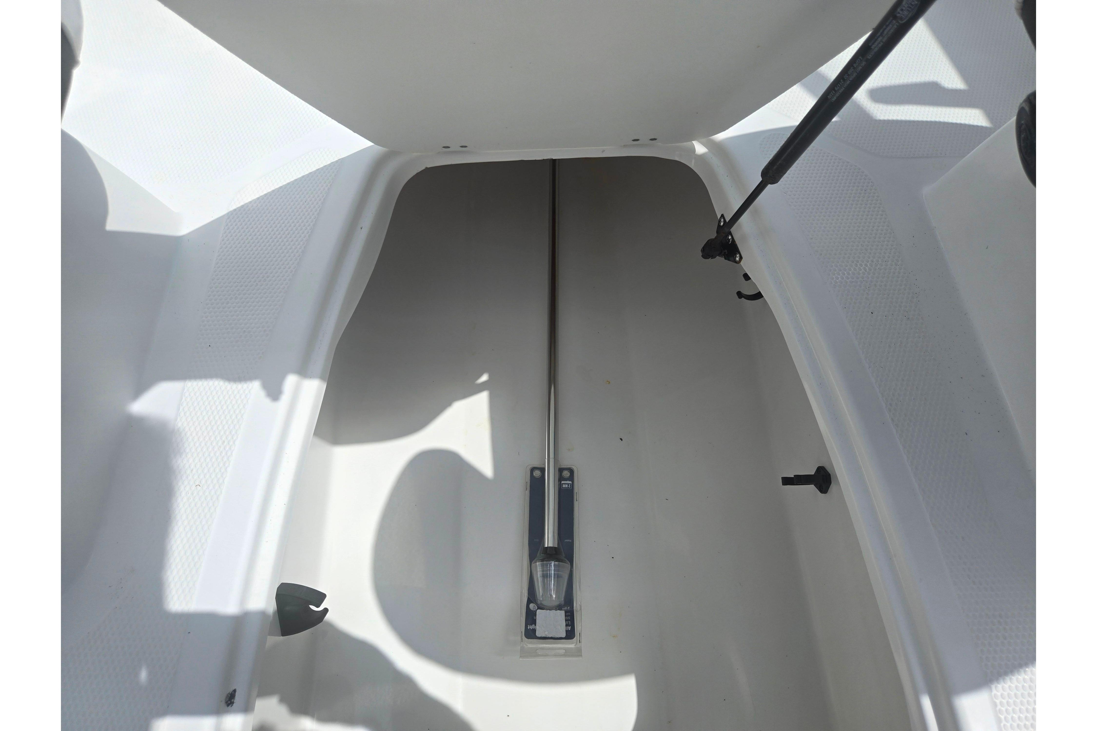 Interior view of 2023 Tahoe 200 S boat storage compartment.