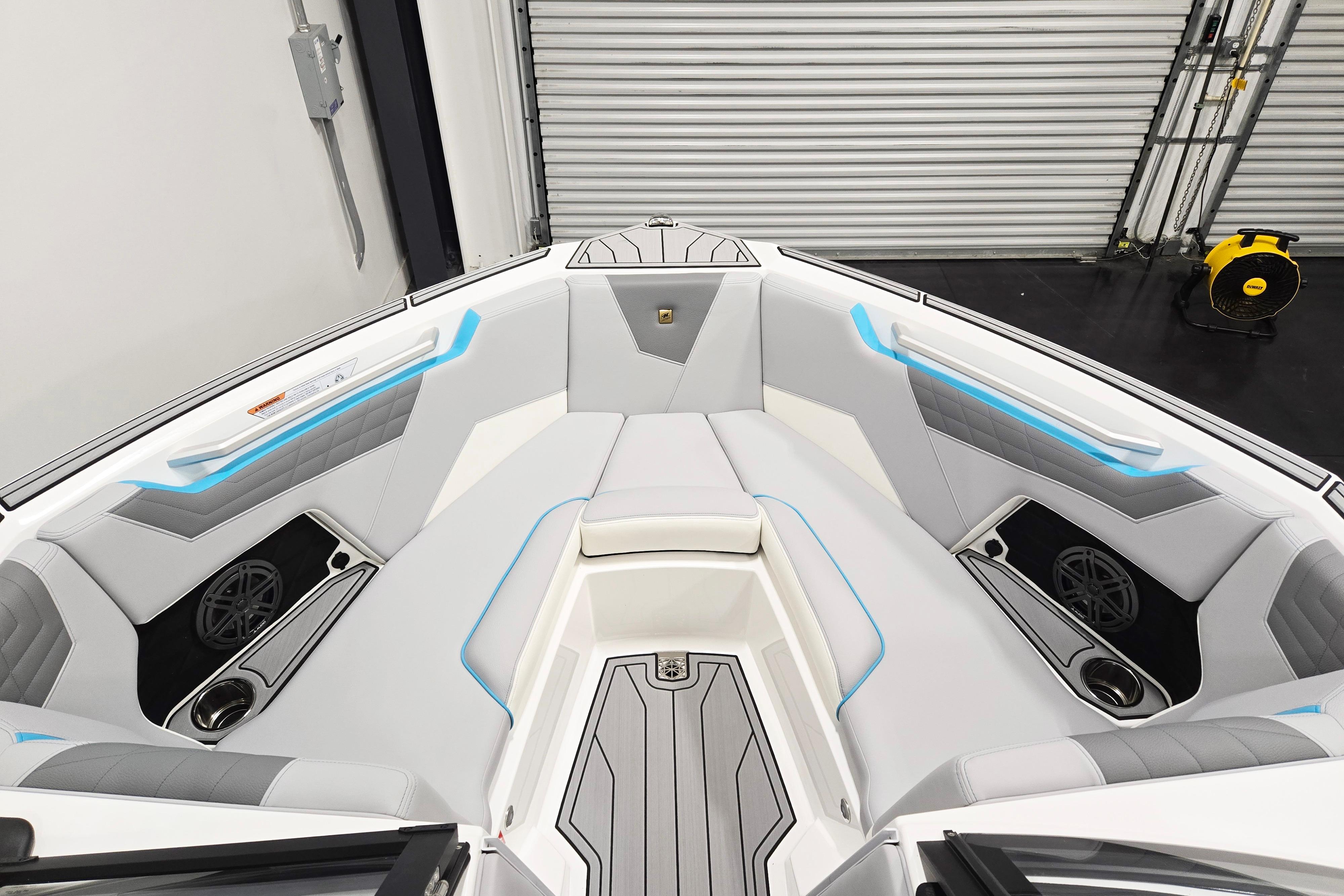 2026 Nautique Super Air Nautique S21 boat interior with sleek seating and modern design.