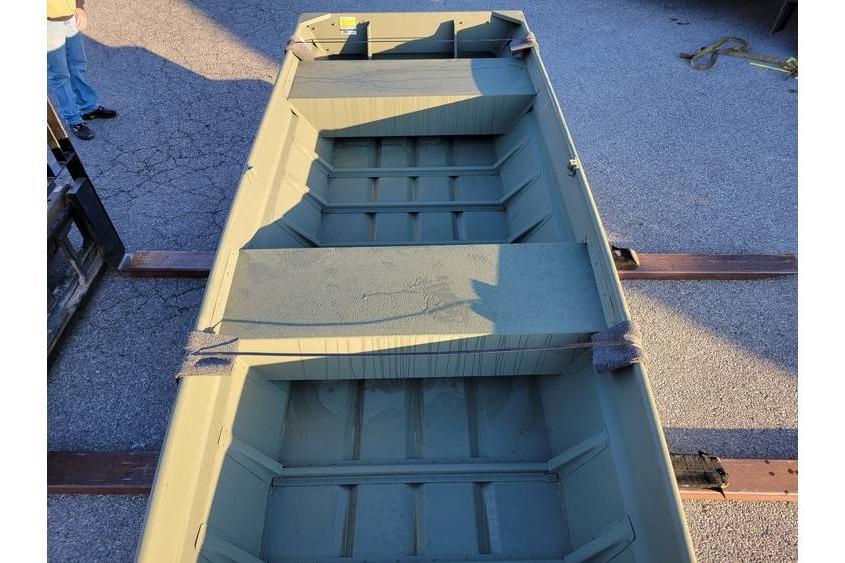 2024 Polar Kraft 1436 Jon Boat on trailer, 14' length, 36" bottom, 15" transom.