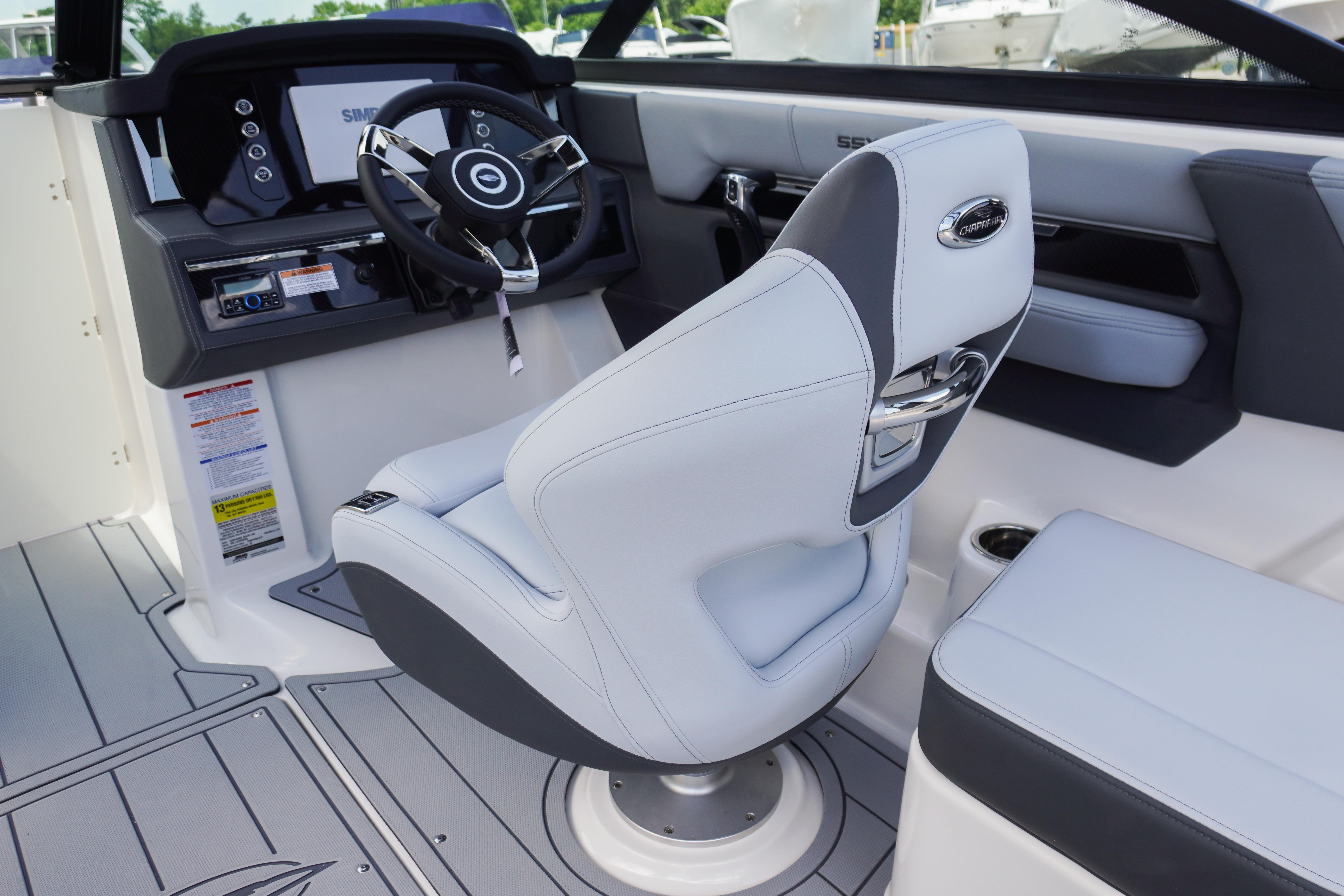 2026 Chaparral SSX 4 boat interior with modern helm and seating.