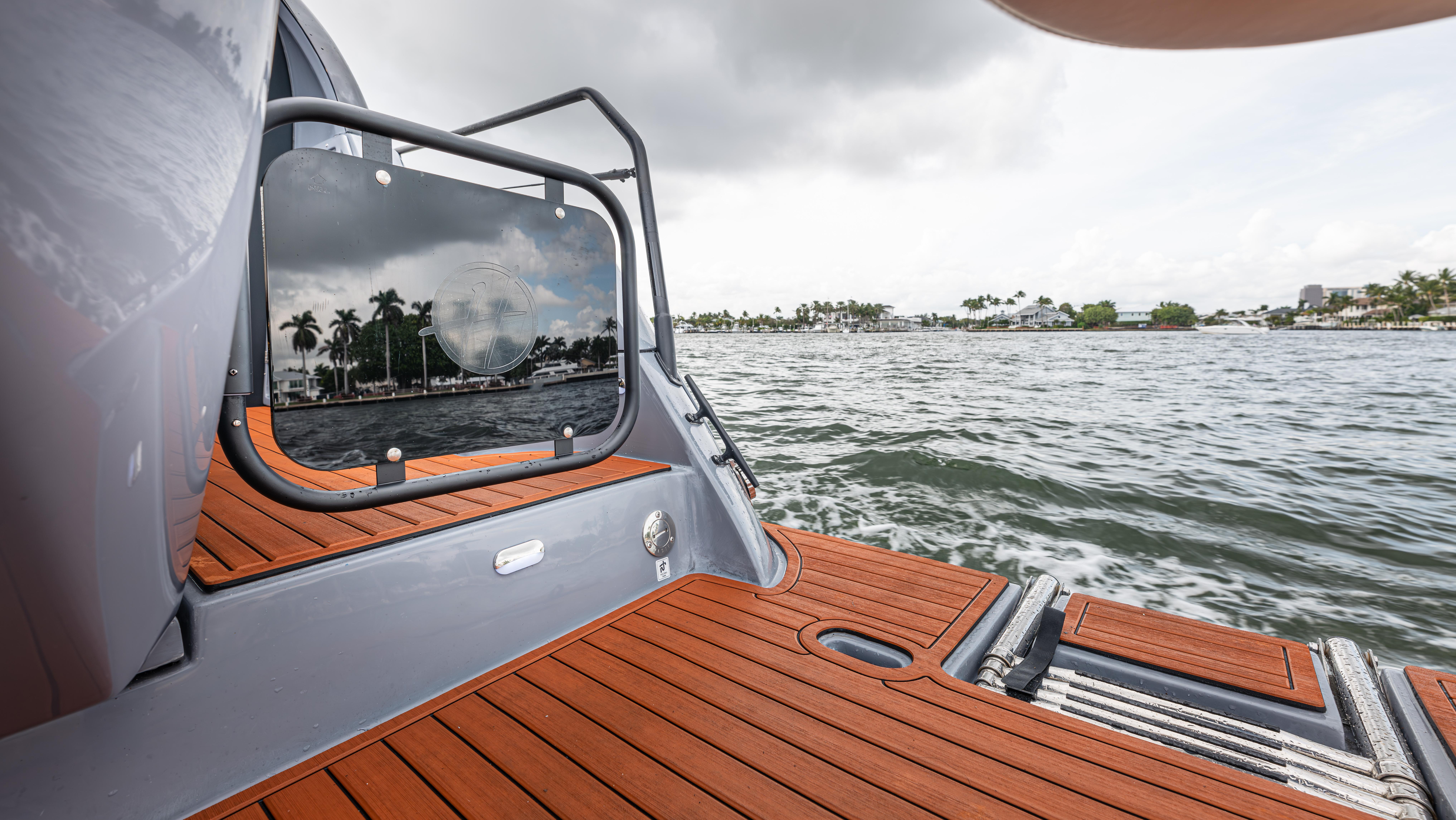 Hanover 415 Yacht, 2026, with teak deck on calm waters.