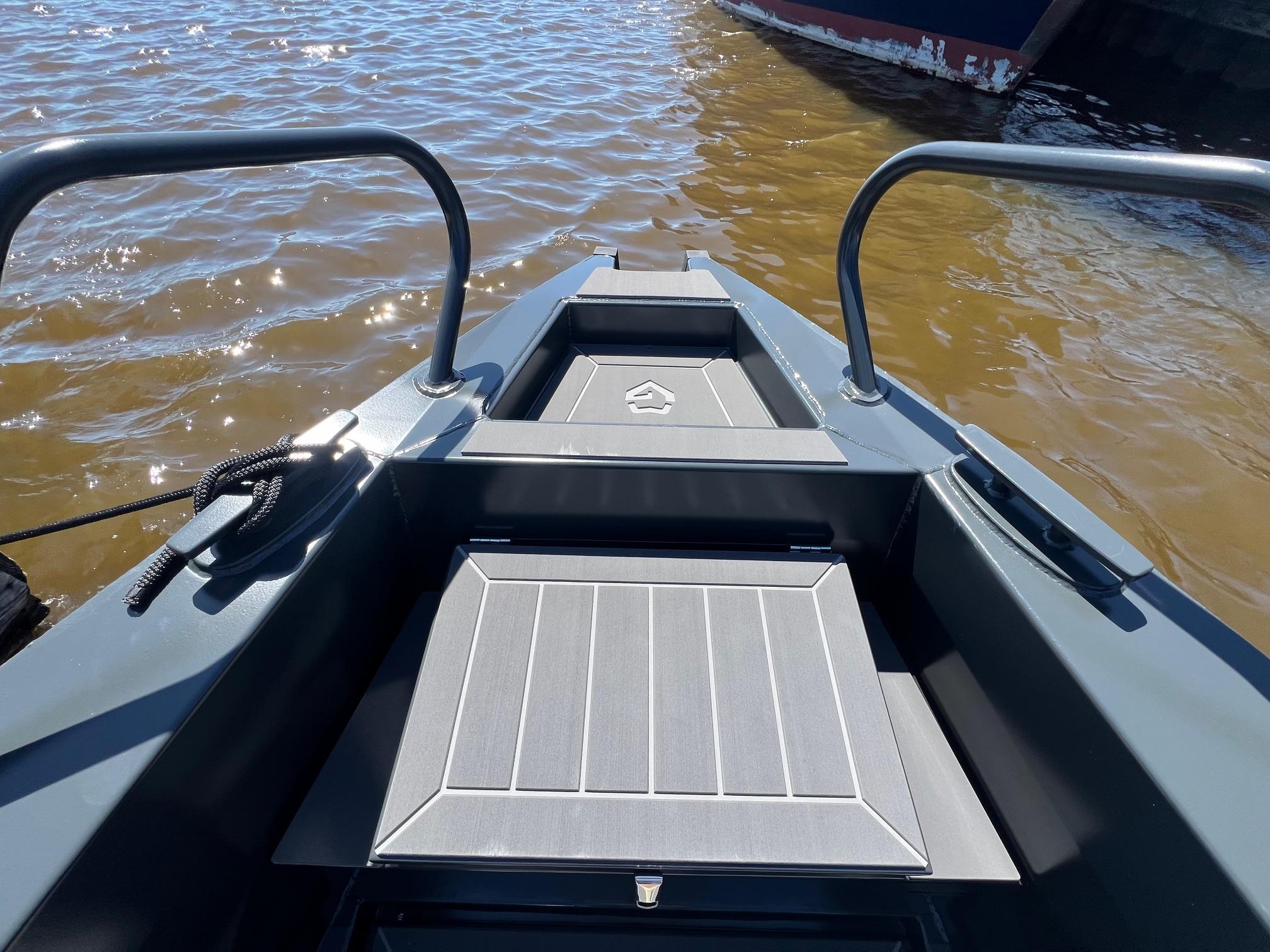 2024 G-Force G-Force 8 boat interior, showing sleek design and sturdy handrails.