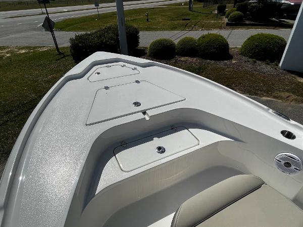 2024 Key West 188 Bay Reef boat bow with storage compartments.