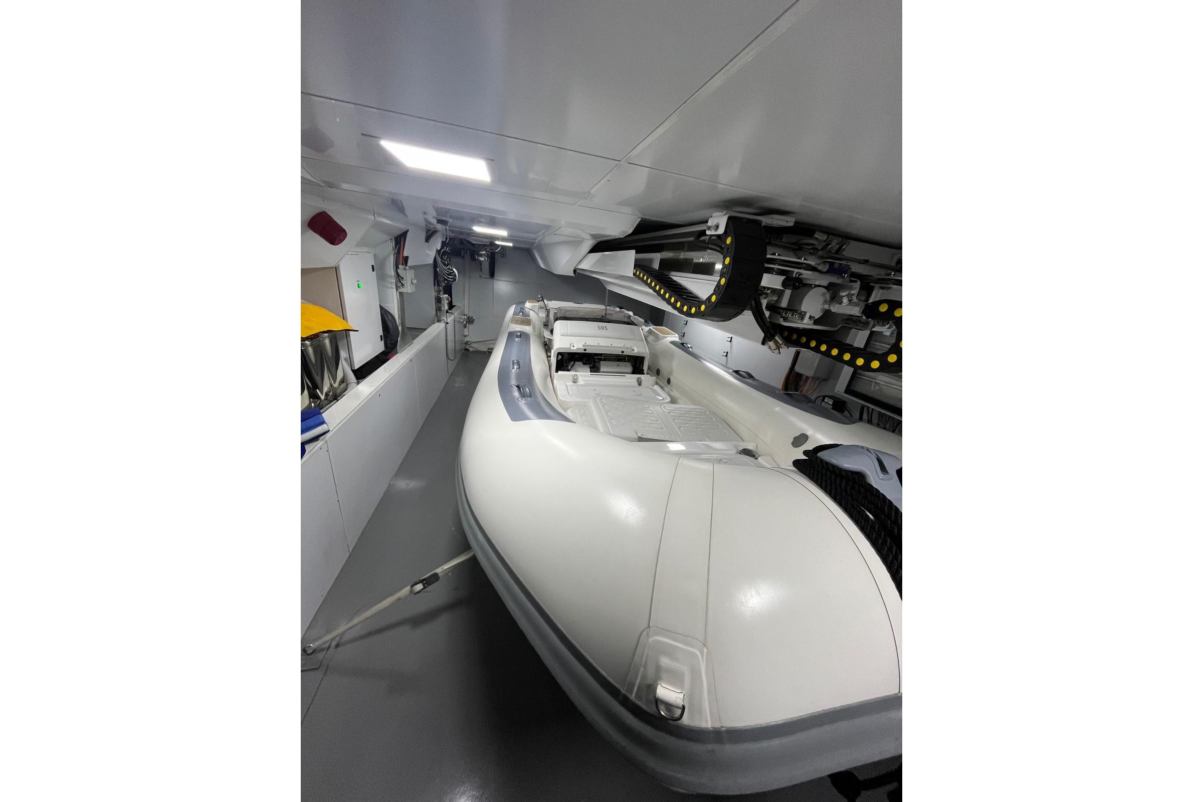 2024 Williams Jet Tenders Dieseljet 505 in storage, showcasing sleek design and modern features.