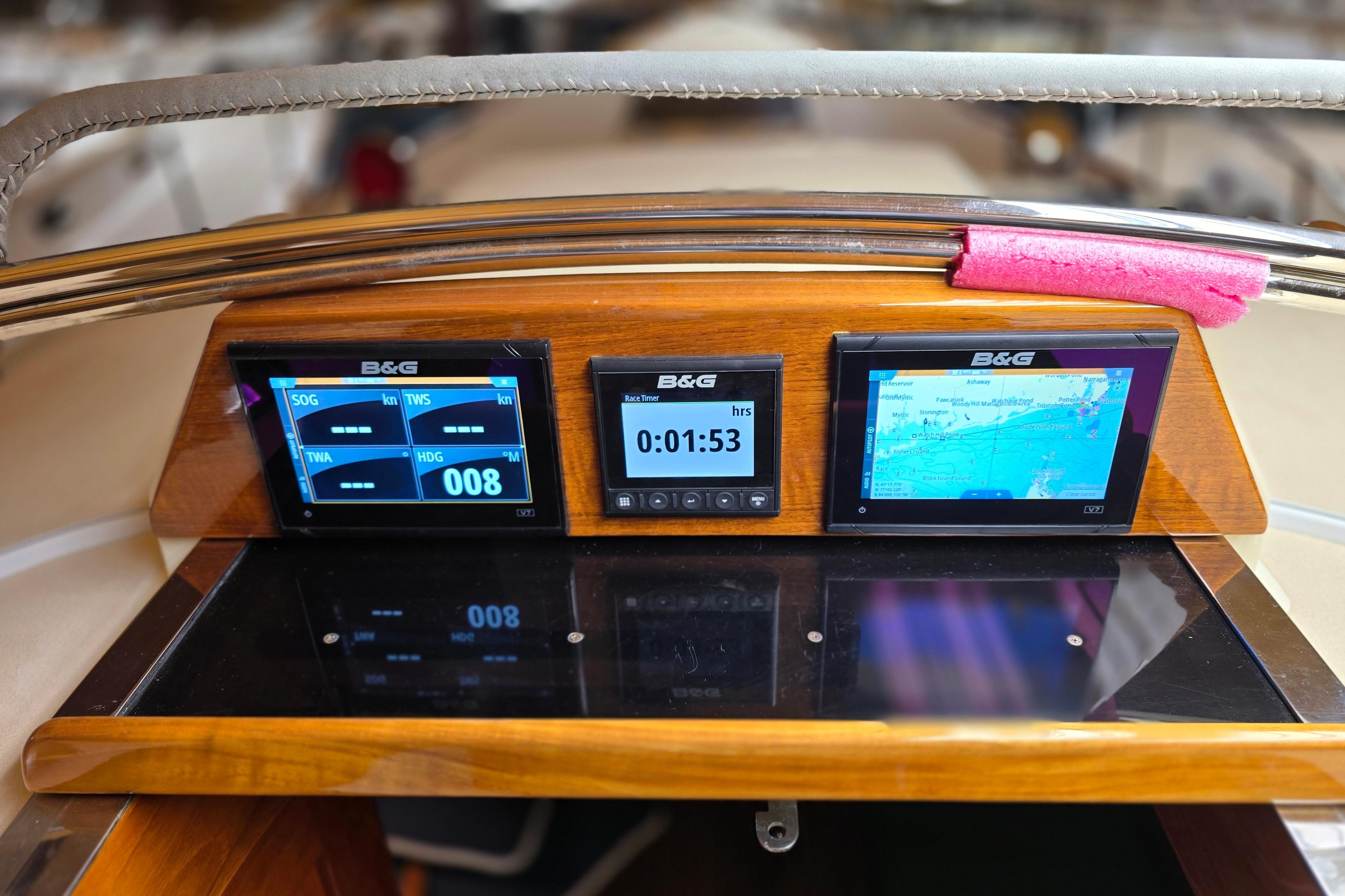 Cockpit of 2016 Morris M36 sailboat with B&G navigation displays.