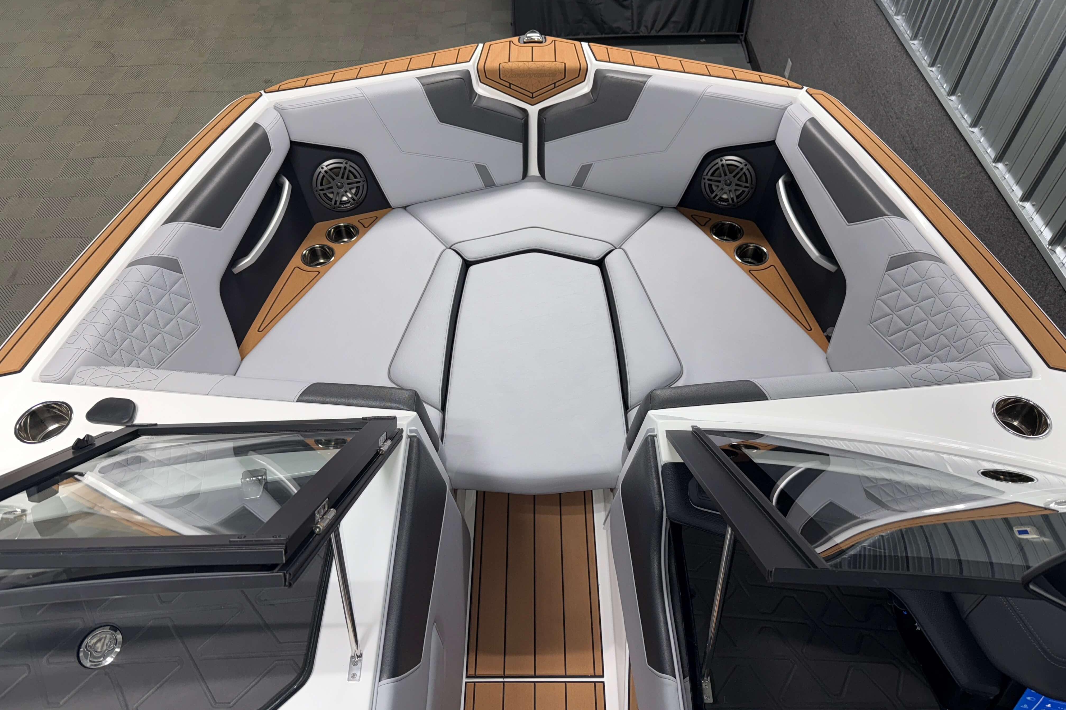 2026 Nautique Super Air Nautique GS22 boat interior with luxurious seating and modern design.