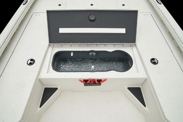 Manufacturer Provided Image: Manufacturer Provided Image: 2025 Ranger RB210 boat livewell with open lid, showcasing interior water storage.