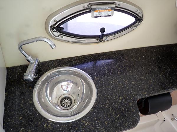 Stainless steel sink and faucet on Chaparral 287 SSX boat, 2011 model.