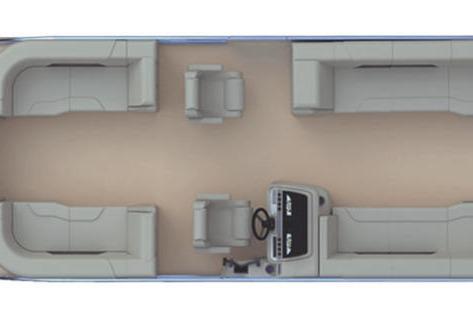 2026 Godfrey Sweetwater 2286 QS pontoon boat interior layout, featuring spacious seating and helm.