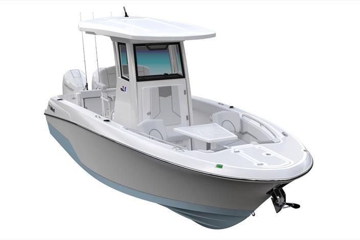 2026 Wellcraft 243 Fisherman boat, modern design, white hull.