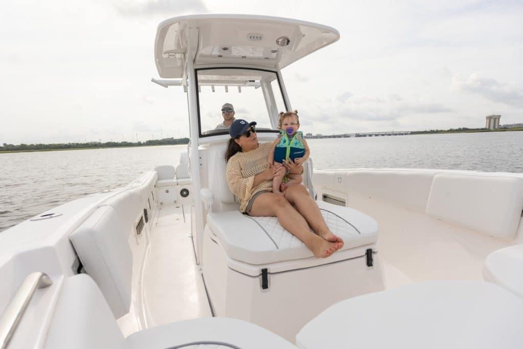 Family enjoying a day on a 2027 Sea Fox 268 Commander boat.