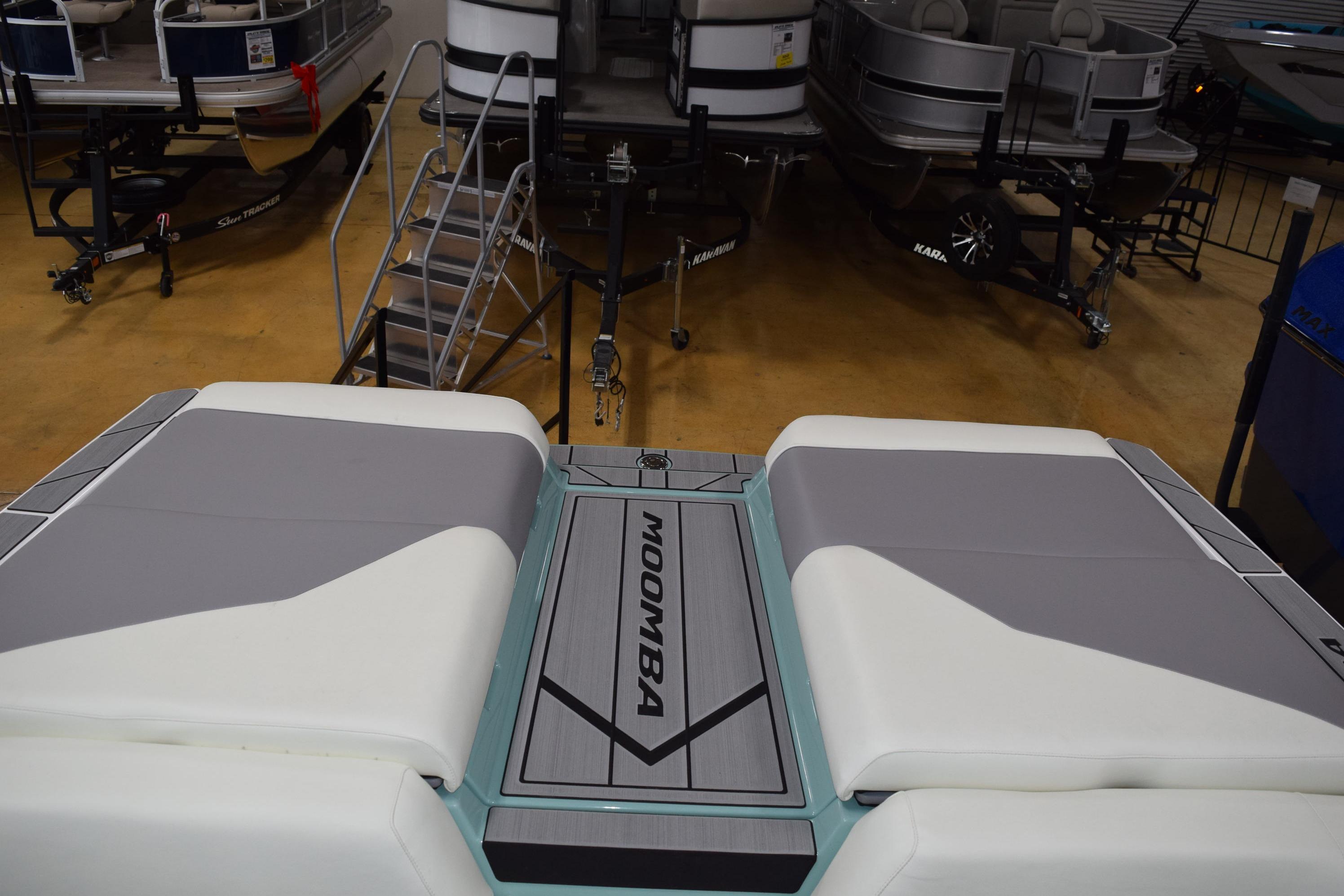 2025 Moomba Mojo boat interior with sleek seating and modern design.
