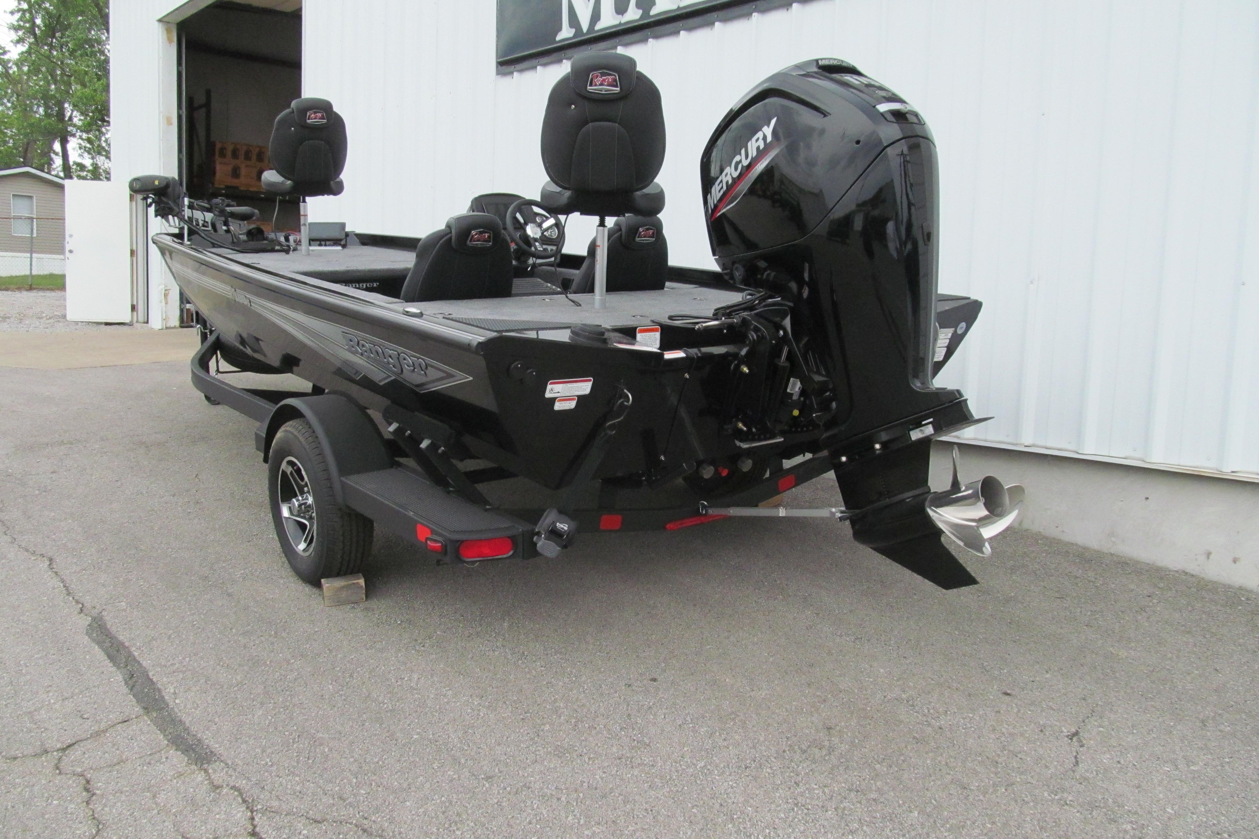 2026 Ranger RT188C fishing boat with Mercury outboard motor, parked on a trailer.