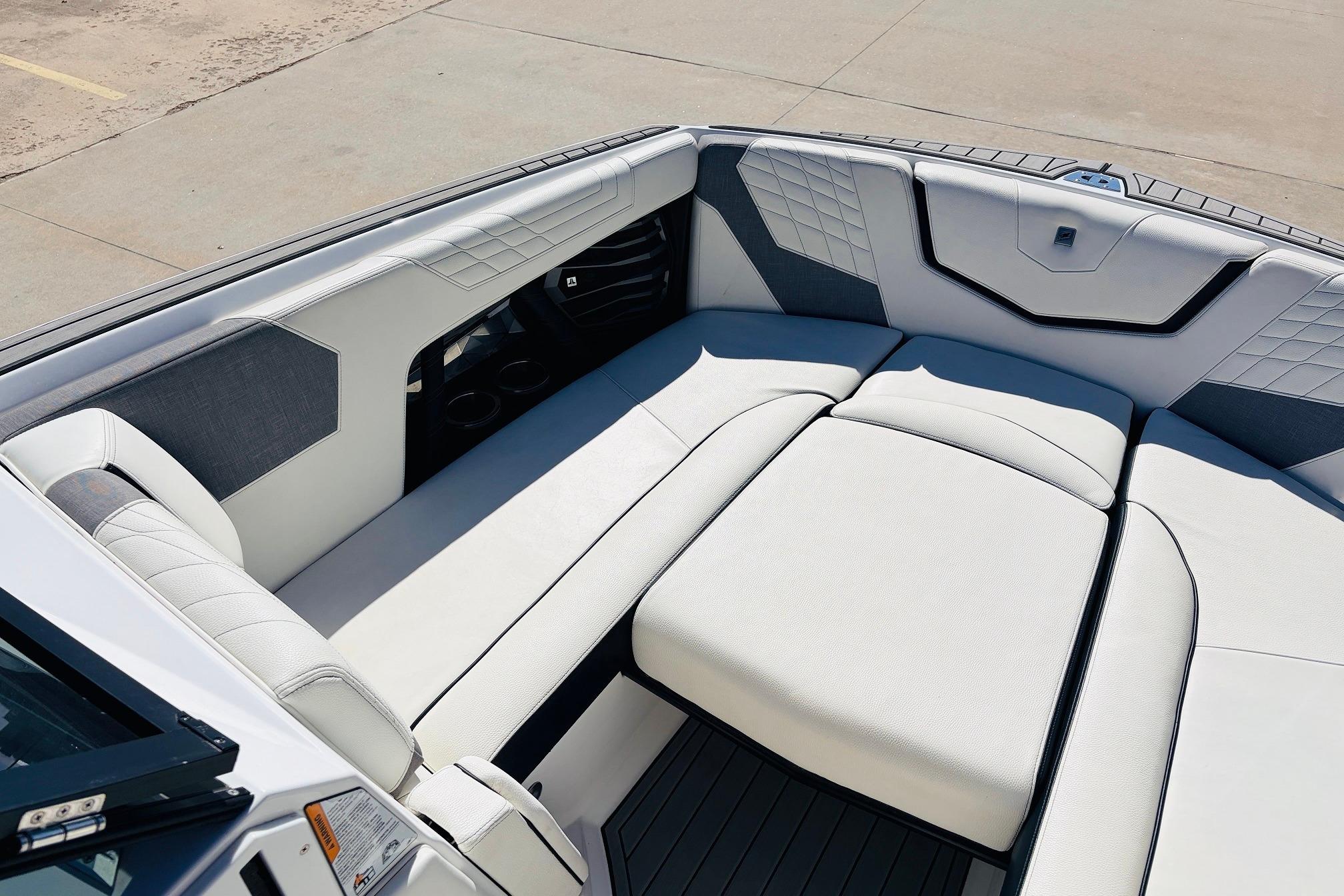 2023 Nautique Super Air Nautique G25 boat interior with luxurious seating and modern design.