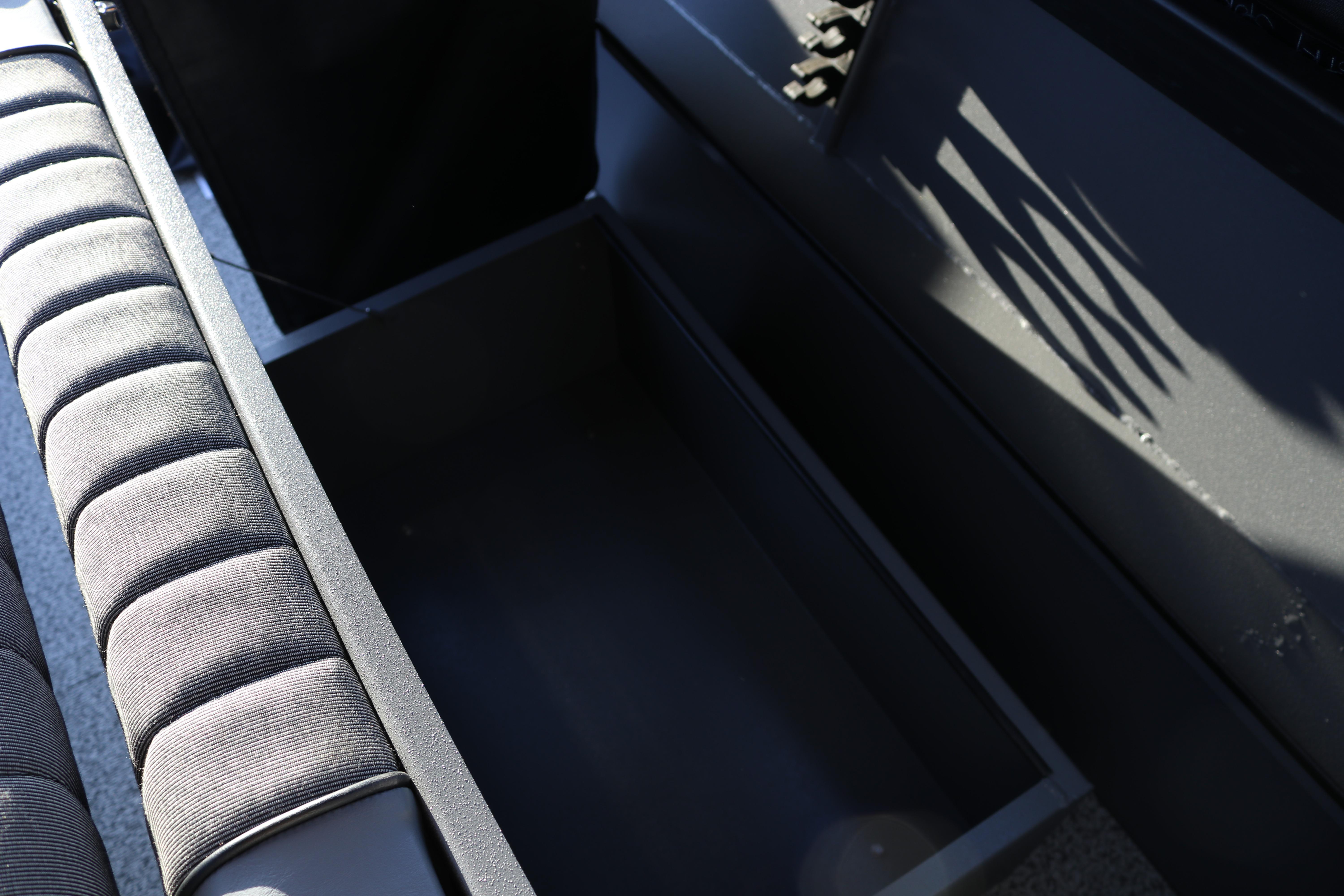 Interior storage compartment of 2026 Alumaweld Stryker X202 boat.