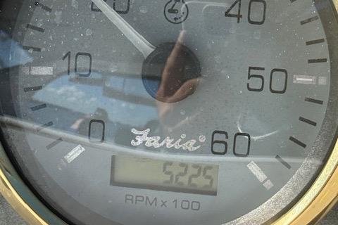 Close-up of a Faria tachometer on a 2001 Wellcraft Martinique 3700 boat.