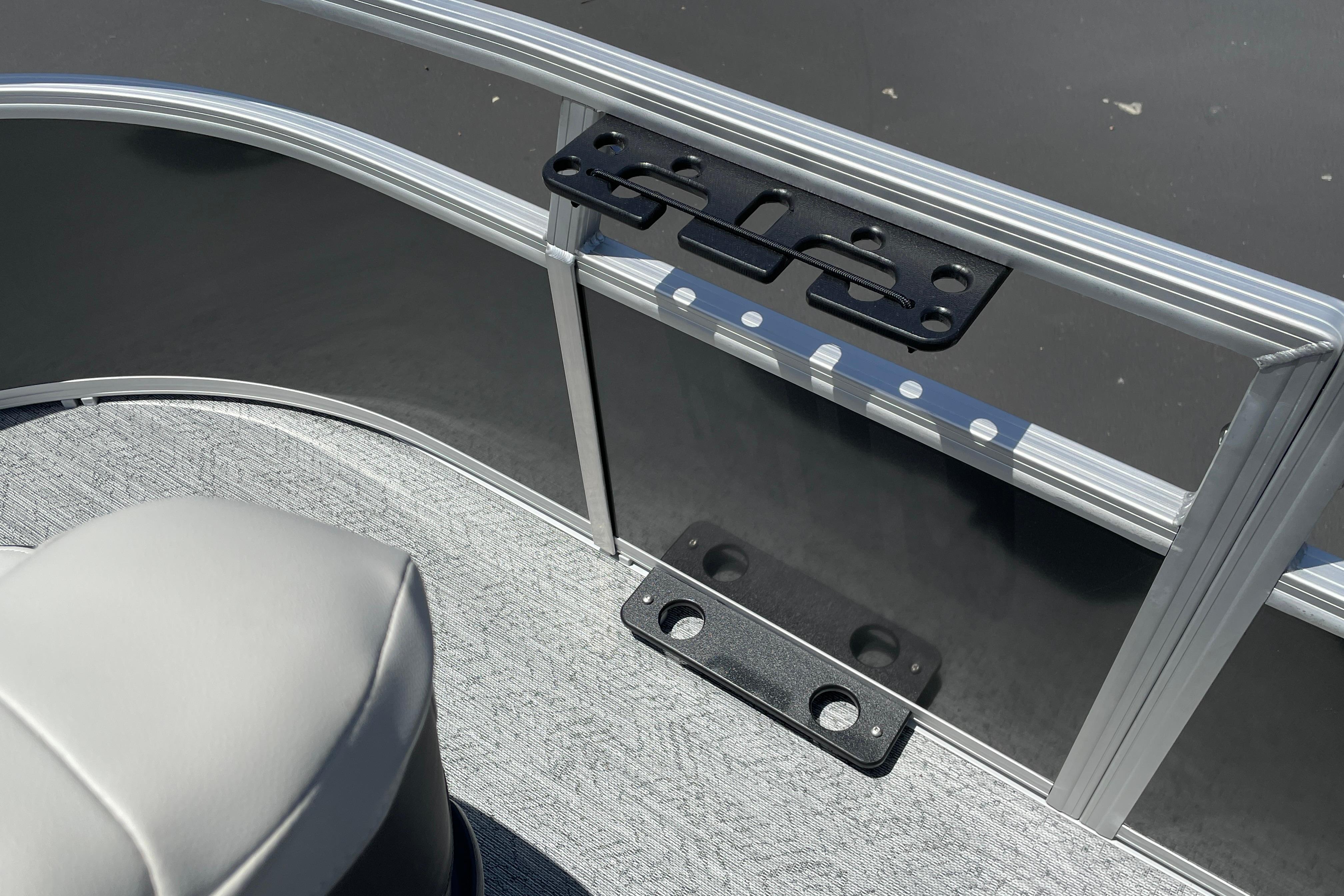 Sun Tracker Bass Buggy 16 XL Select 2026 boat interior with seating and railing details.
