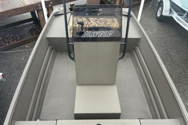 2026 Alweld 1760VV Marsh Console CC boat interior with console and seating.