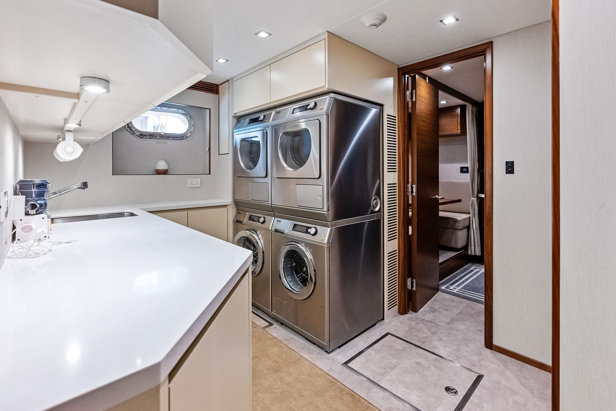 Laundry room and entrance to crew lounge