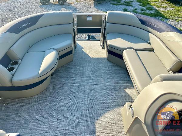 2025 South Bay 224FCR LE pontoon boat with spacious seating and modern design.