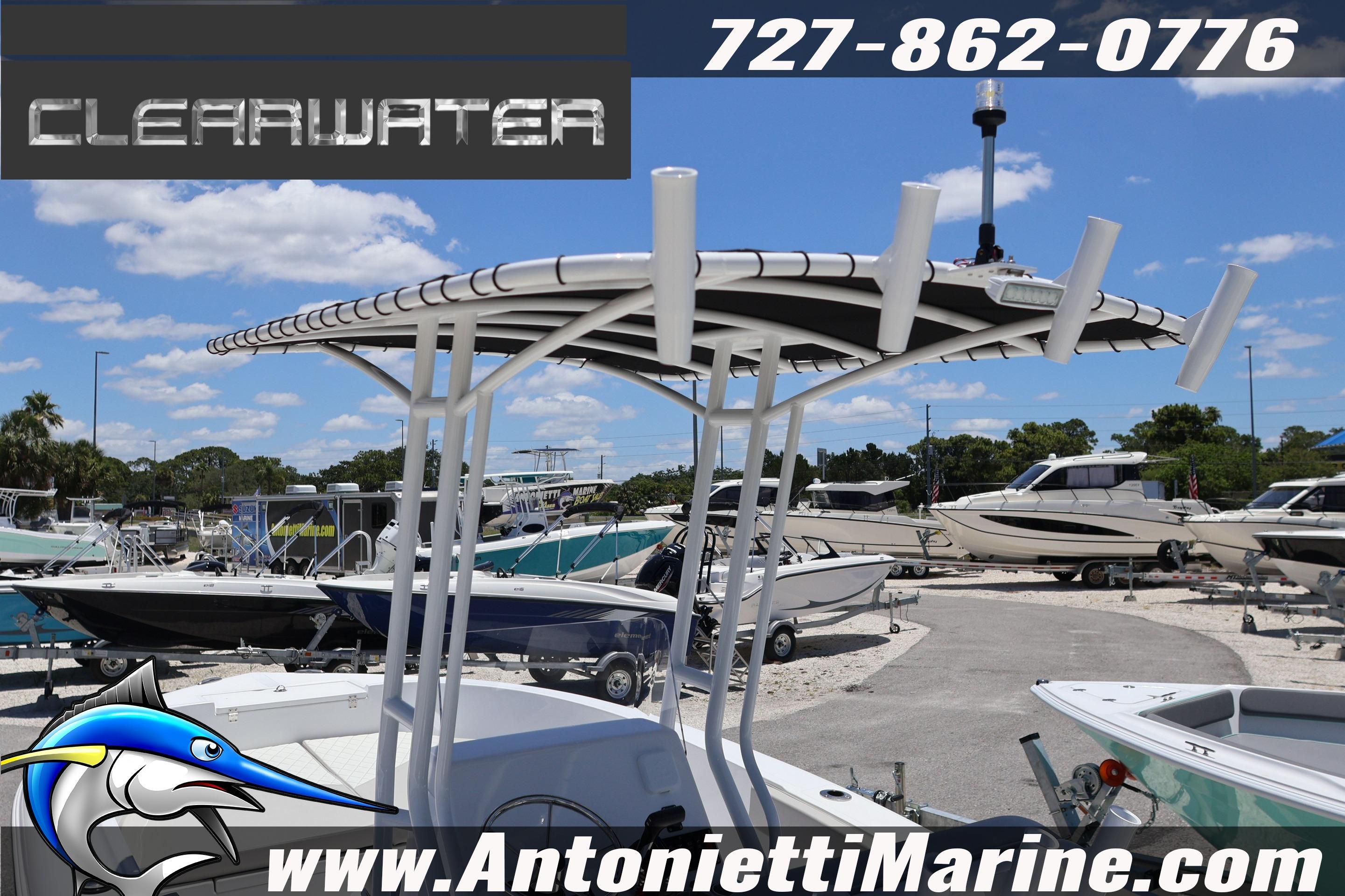 Clearwater 2000 Center Console boat at Antonietti Marine dealership, showcasing sleek design and features.